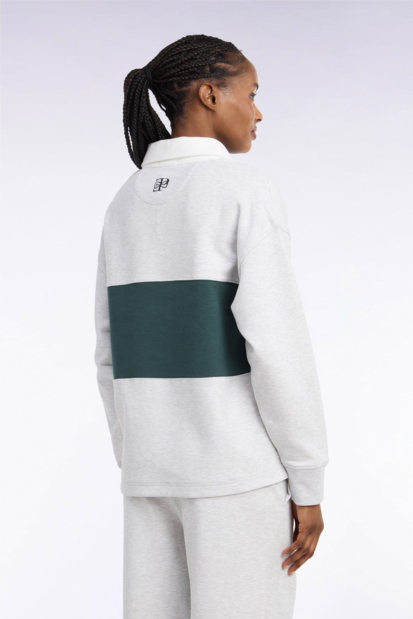 Sweatshirt unisexe en interlock gris chiné coupe loose