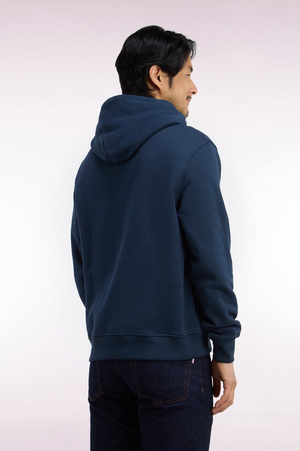 Sweatshirt à capuche en molleton coton gris broderie héritage coupe droite