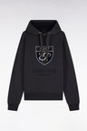 Sweatshirt à capuche en molleton coton kaki broderie héritage coupe droite