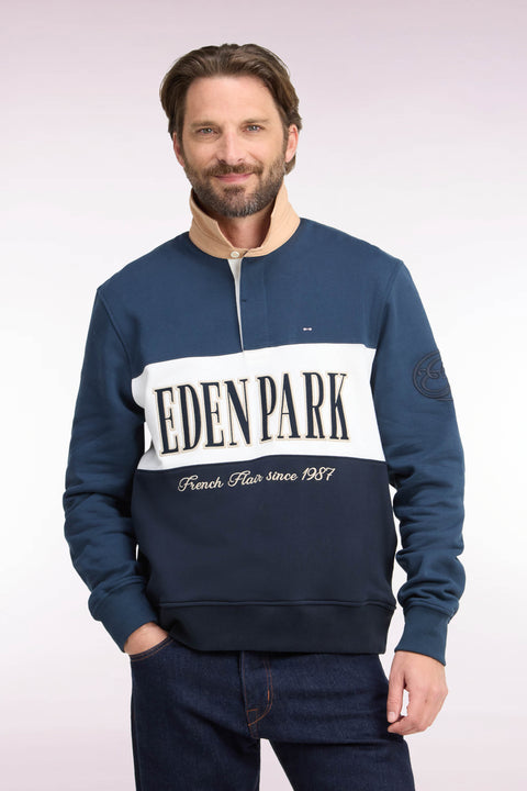 Sweatshirt zippé à col polo gris coupe droite - Image 3