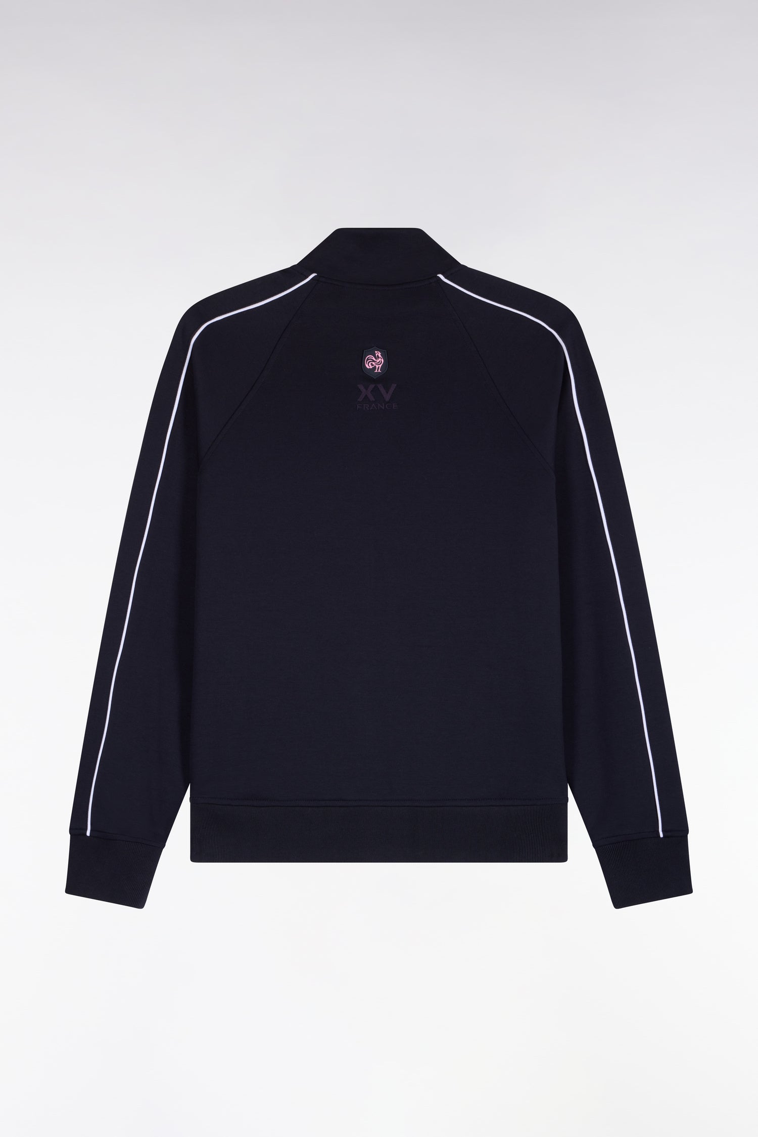 Sweatshirt zippé à parmenture matelassée marine XV de France coupe droite