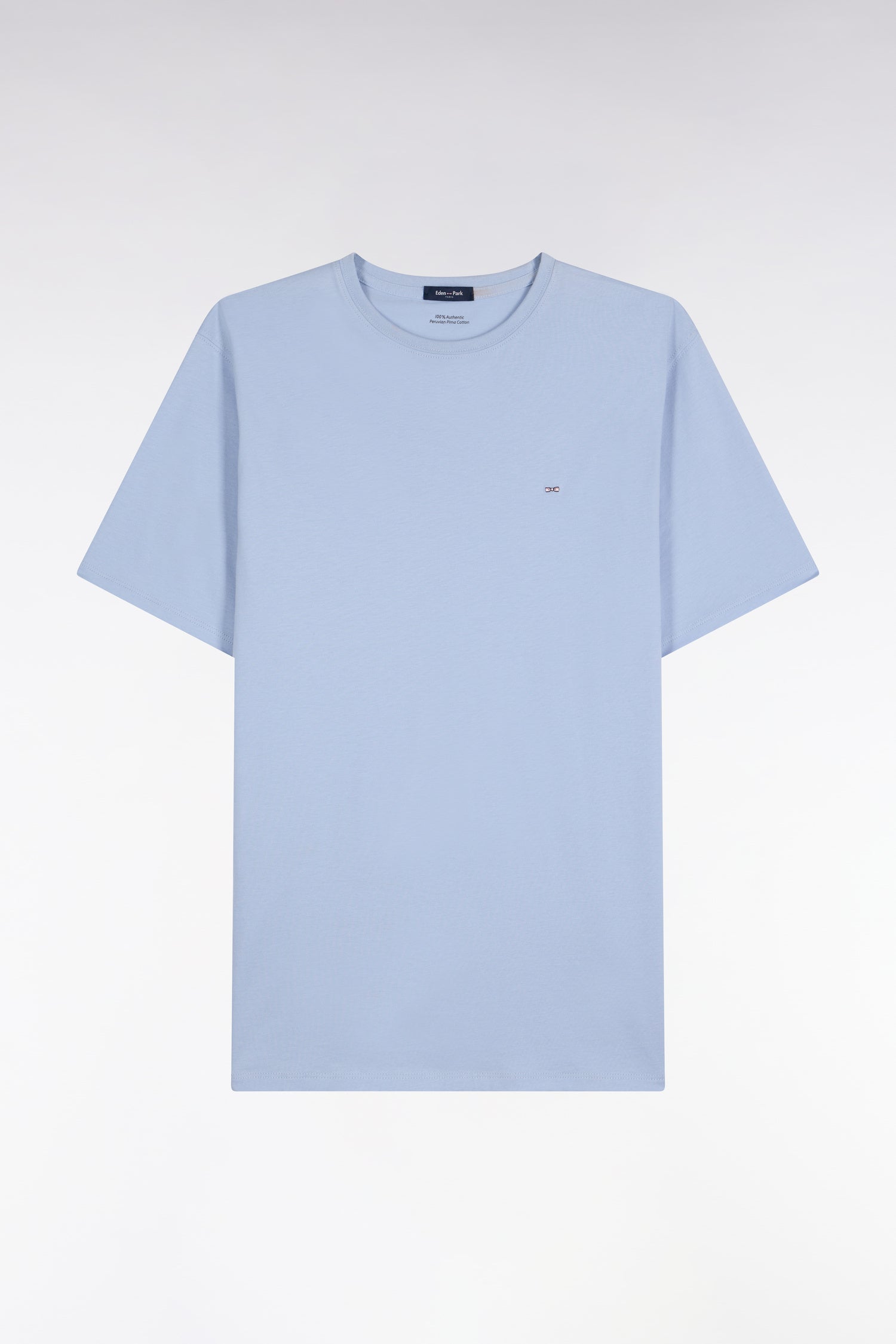T-shirt manches courtes col rond en coton bleu ciel coupe droite