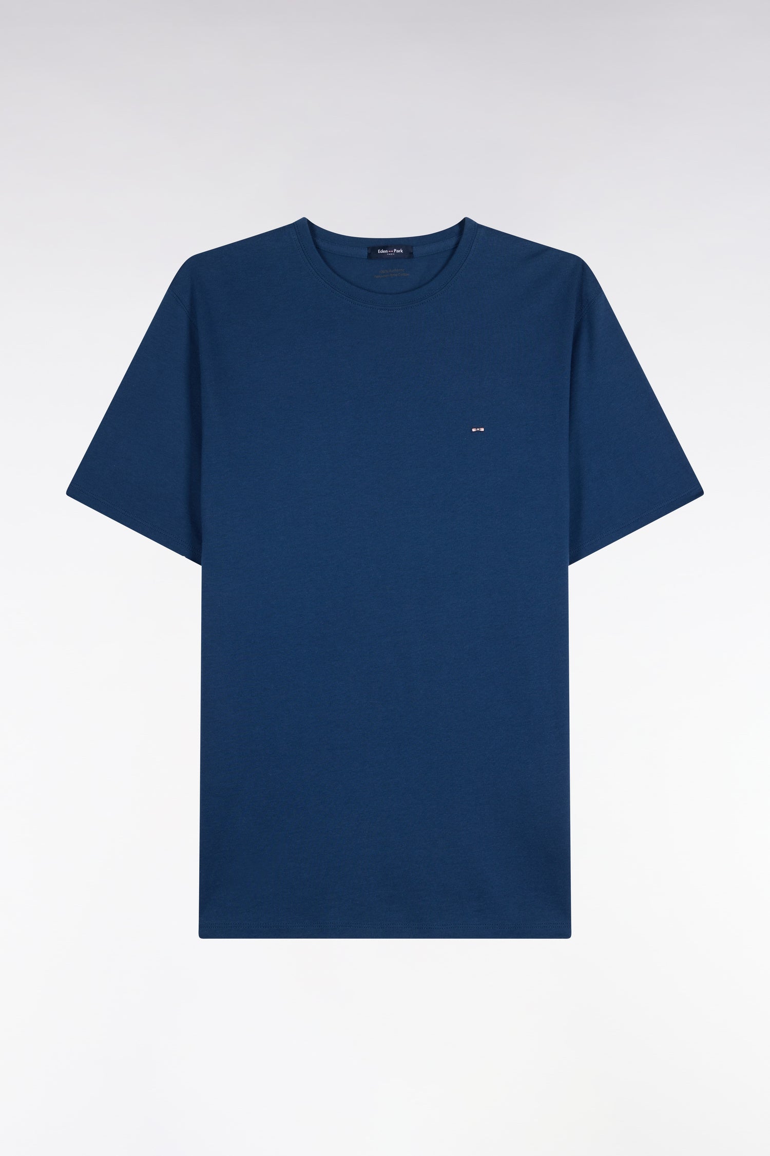 T-shirt manches courtes col rond en coton marine coupe droite