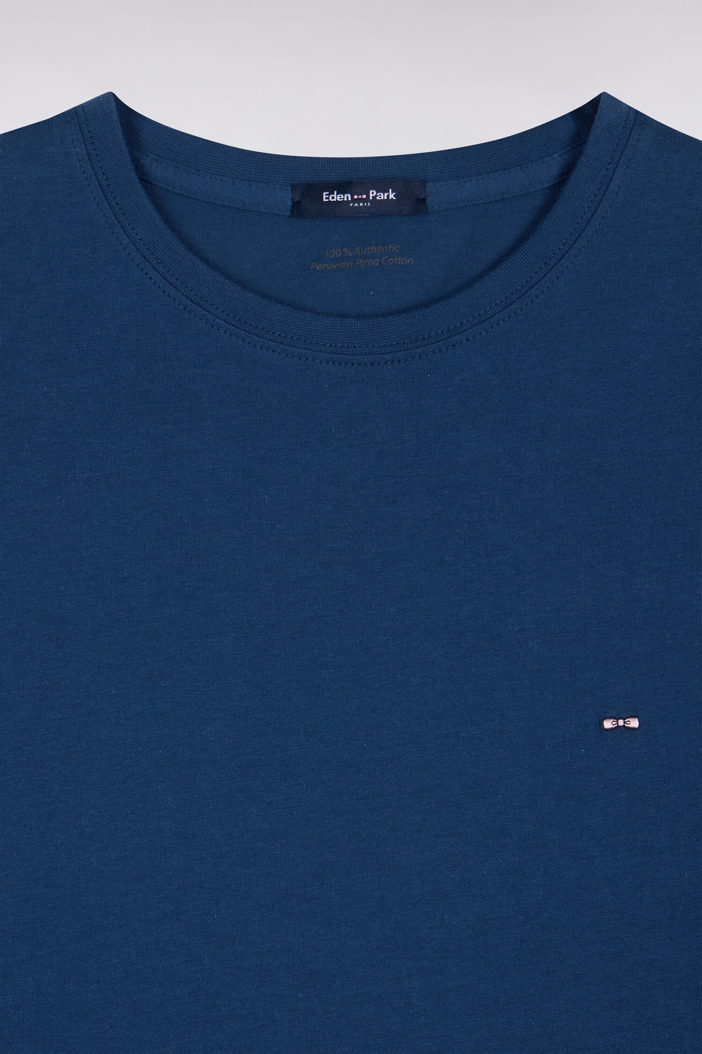 T-shirt manches courtes col rond en coton marine coupe droite