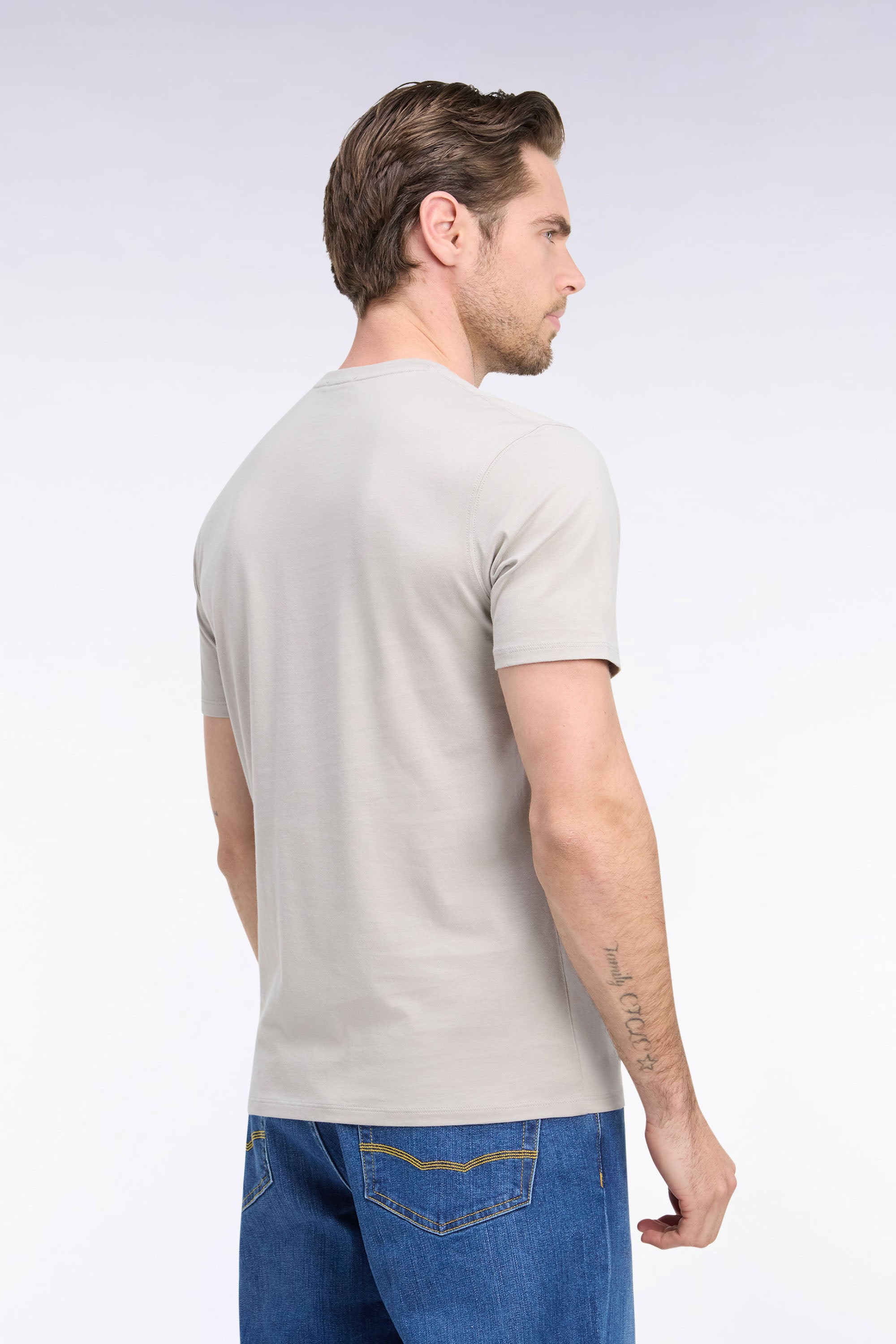 Pullover aus Baumwolle mit Rundhalsausschnitt aus Baumwolle Grau gerade Passform