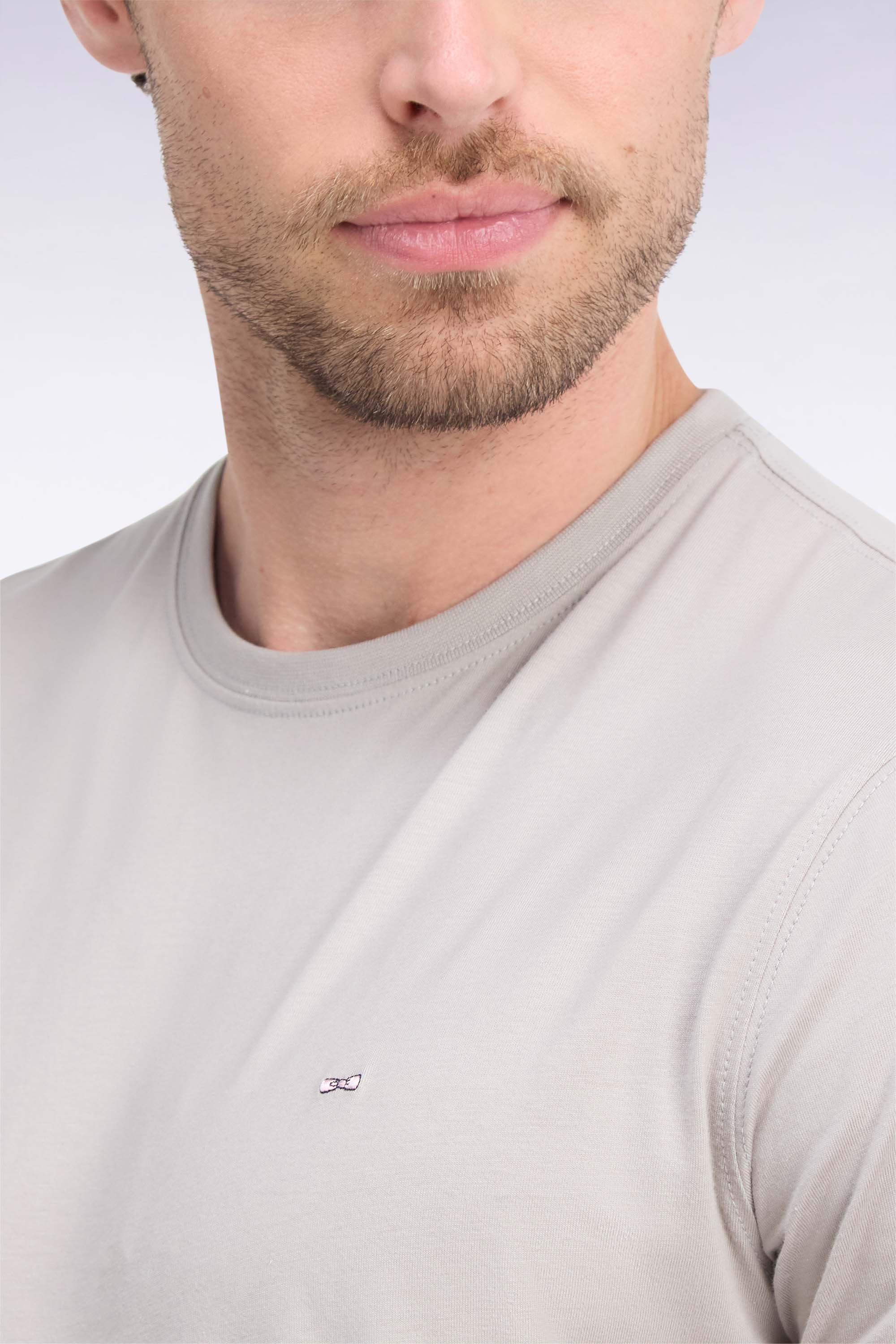 Pullover aus Baumwolle mit Rundhalsausschnitt aus Baumwolle Grau gerade Passform