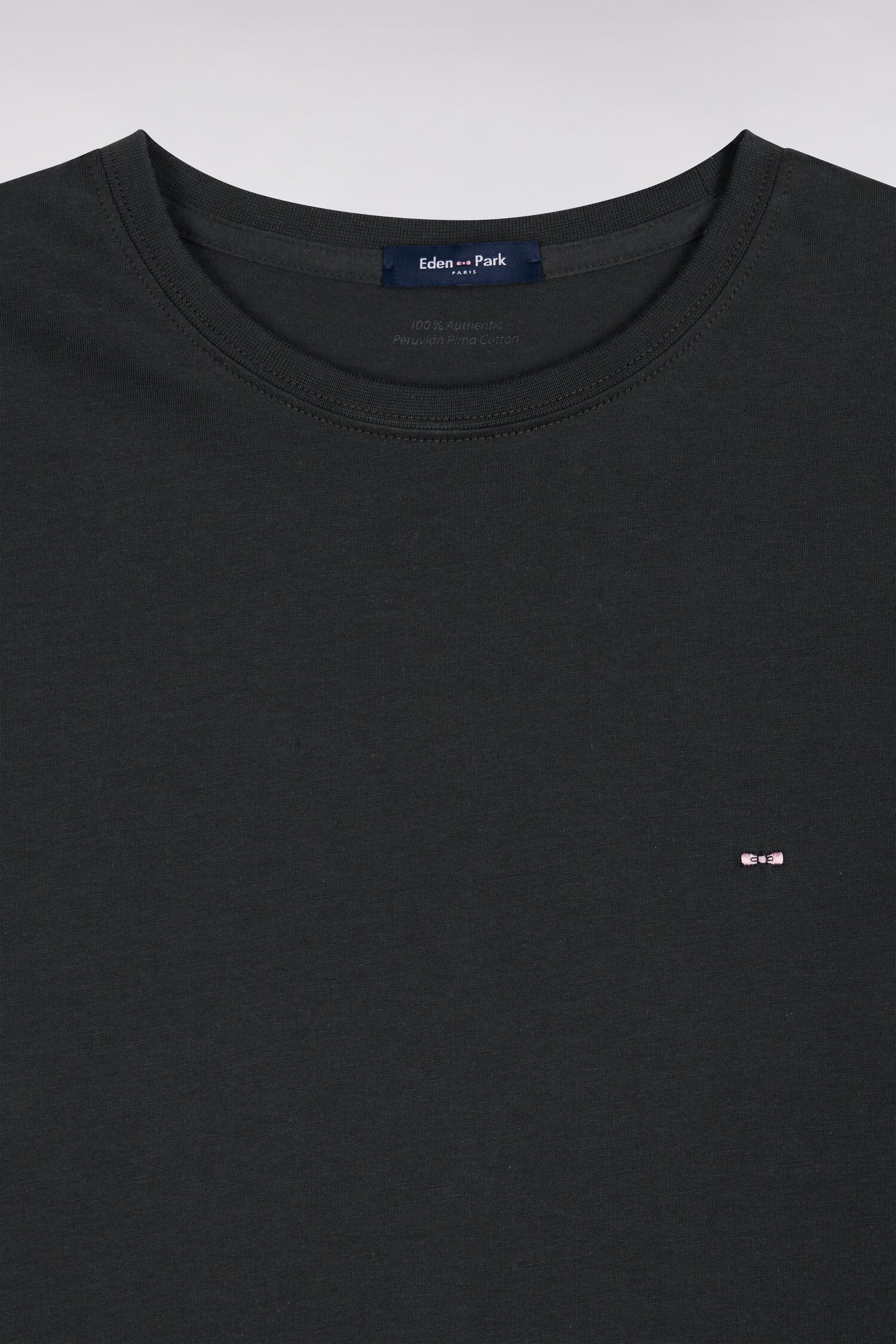 T-shirt manches courtes col rond en coton kaki coupe droite