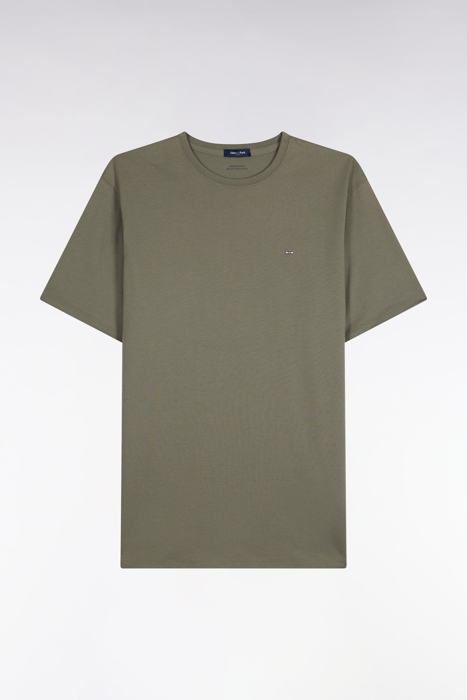 T-shirt manches courtes col rond en coton kaki coupe droite