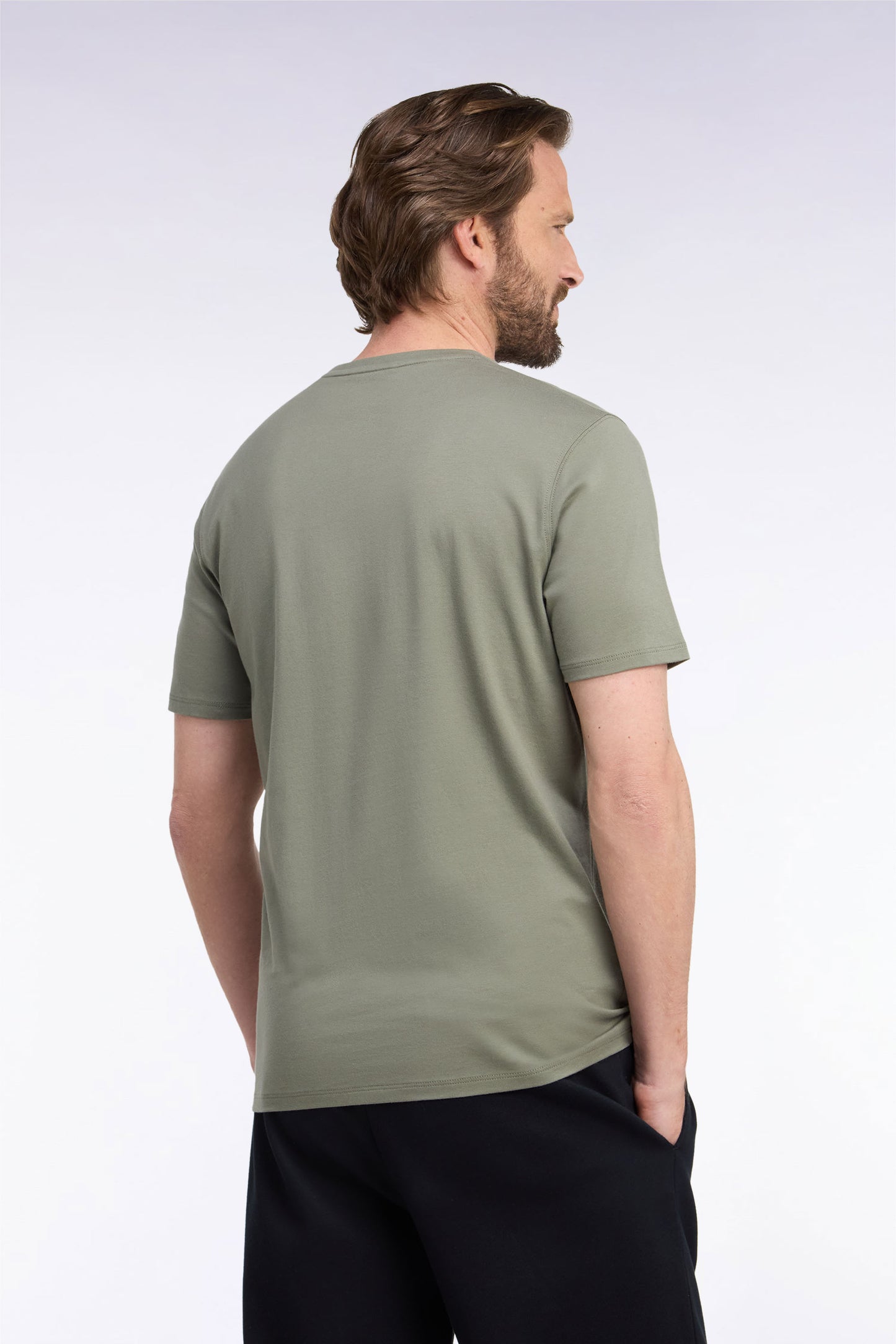 T-shirt manches courtes col rond en coton kaki coupe droite