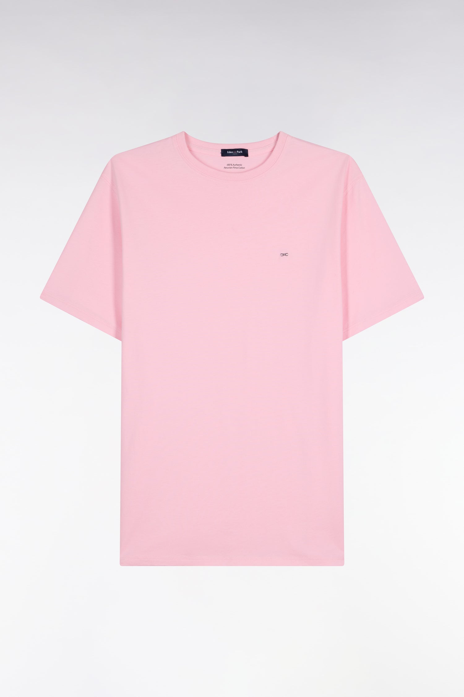 T-shirt manches courtes col rond en coton rose coupe droite