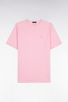 T-shirt manches courtes col rond en coton rose coupe droite