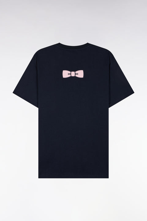 T-shirt manches courtes en coton marine coupe droite nœud papillon - Image 2