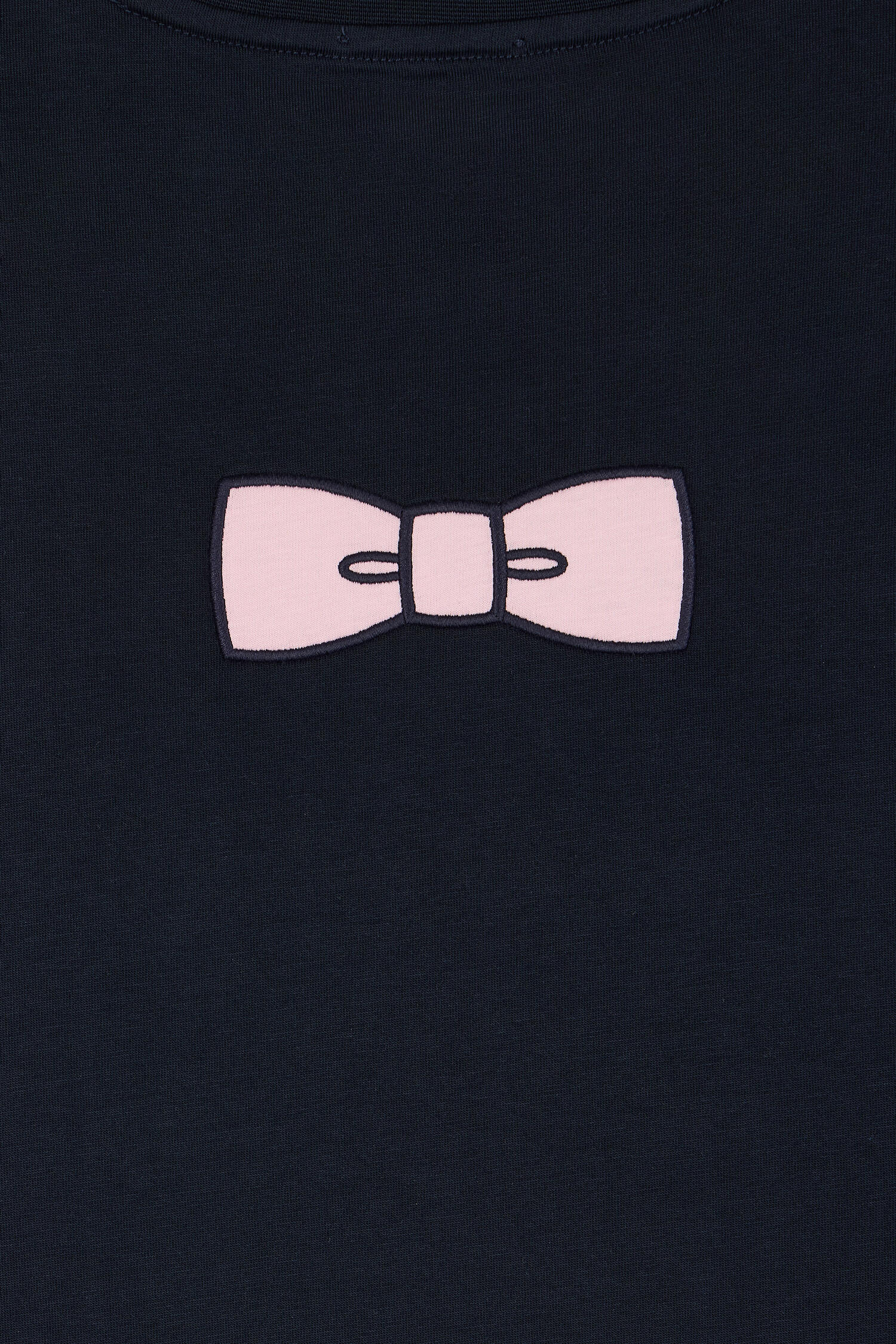 T-shirt manches courtes en coton marine coupe droite nœud papillon