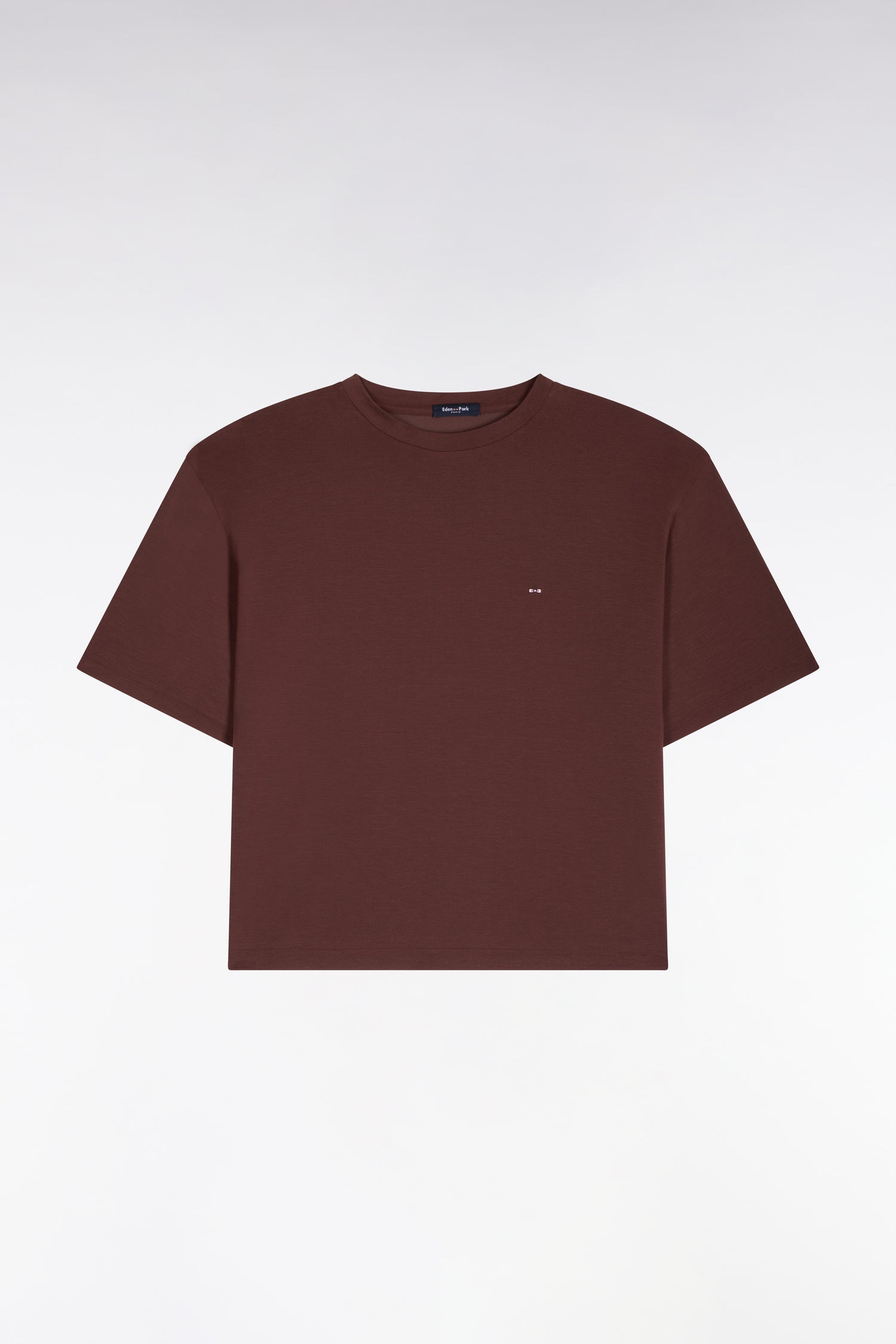 T-shirt manches courtes en modal stretch marron coupe ample