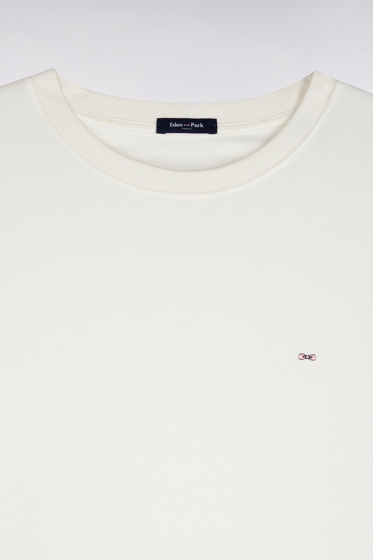 T-shirt manches courtes en coton écru coupe droite