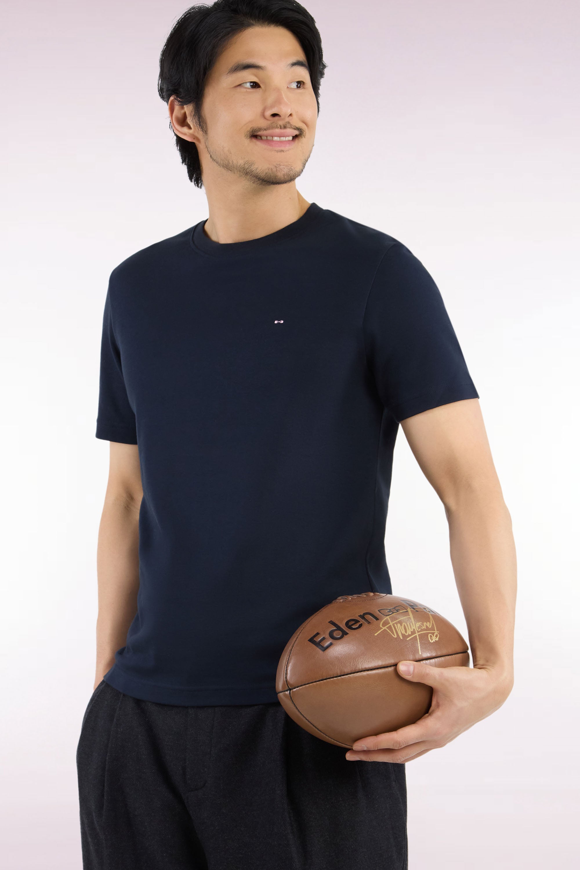 T-Shirt kurzärmelig aus Baumwolle Marineblau gerade Passform