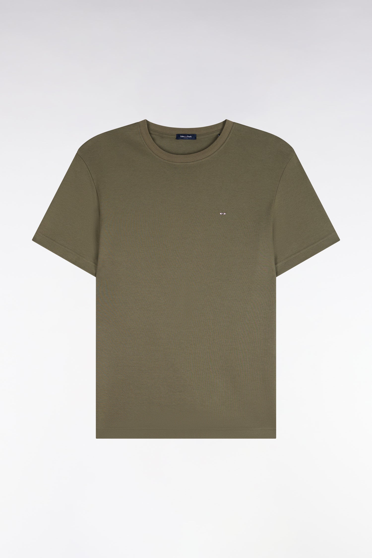 T-Shirt kurze Ärmel aus Baumwolle Grün olive gerade Passform