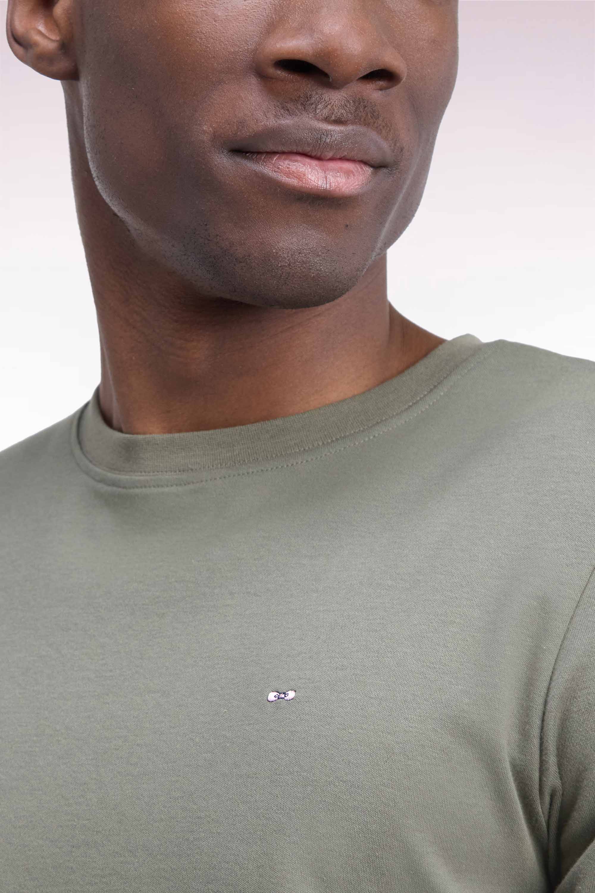 T-Shirt kurze Ärmel aus Baumwolle Grün olive gerade Passform