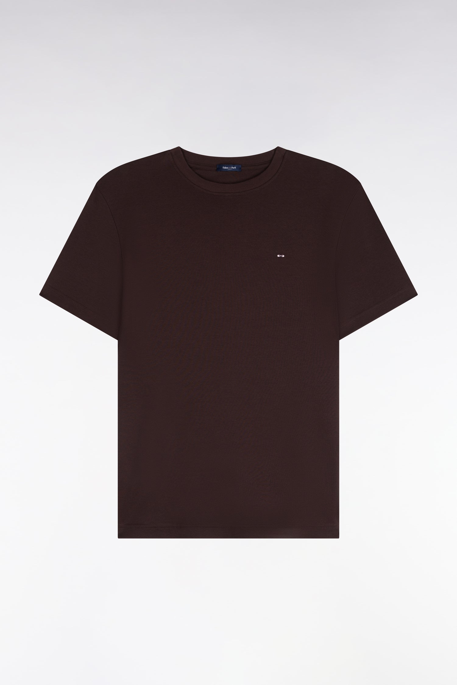 T-shirt manches courtes en coton marron coupe droite