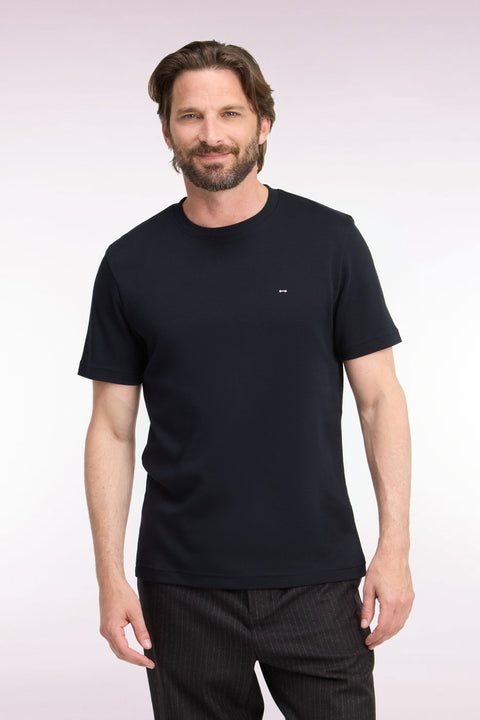 T-shirt manches courtes en coton noir coupe droite - Image 3
