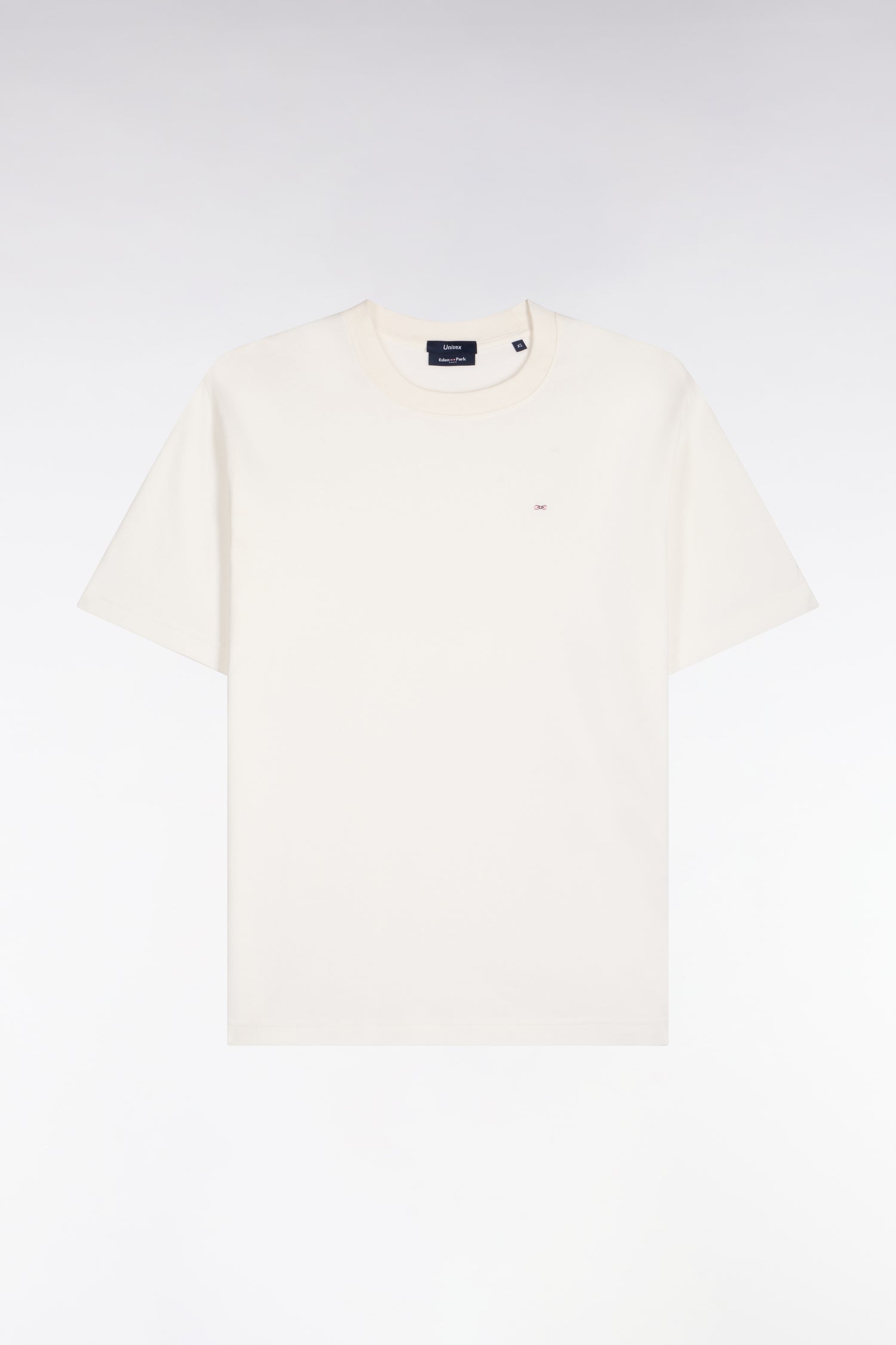 T-shirt col rond unisexe à manches courtes en coton mercerisé écru coupe loose