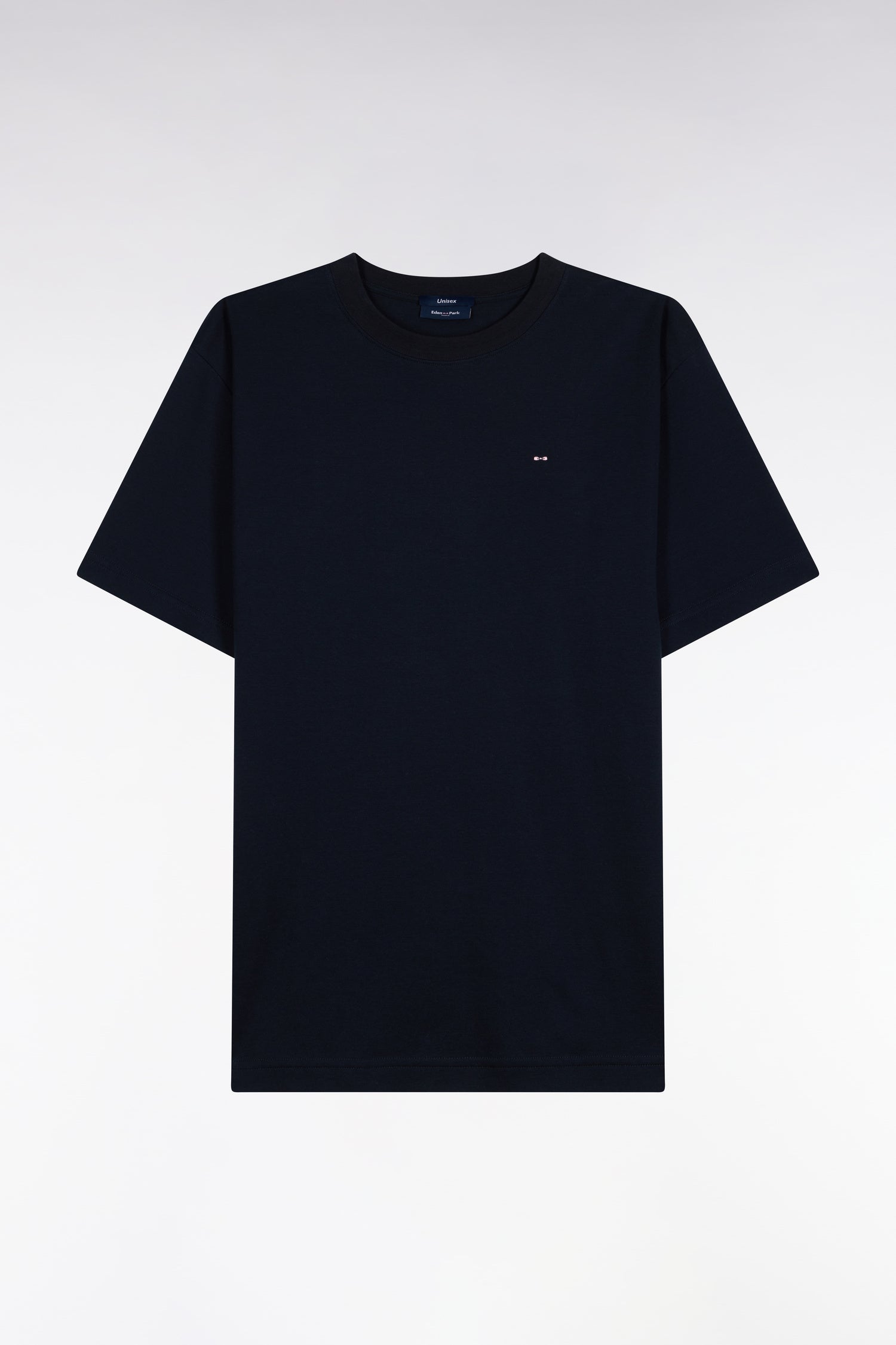T-shirt col rond unisexe à manches courtes en coton mercerisé marine coupe loose