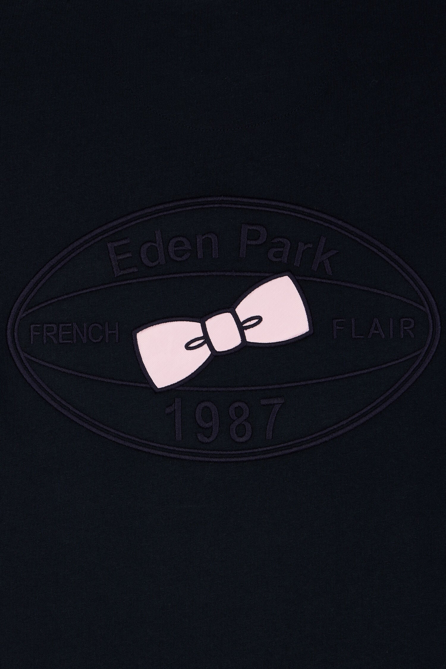 T-Shirt kurze Ärmel Marineblau mit manches écrues gerade Passform
