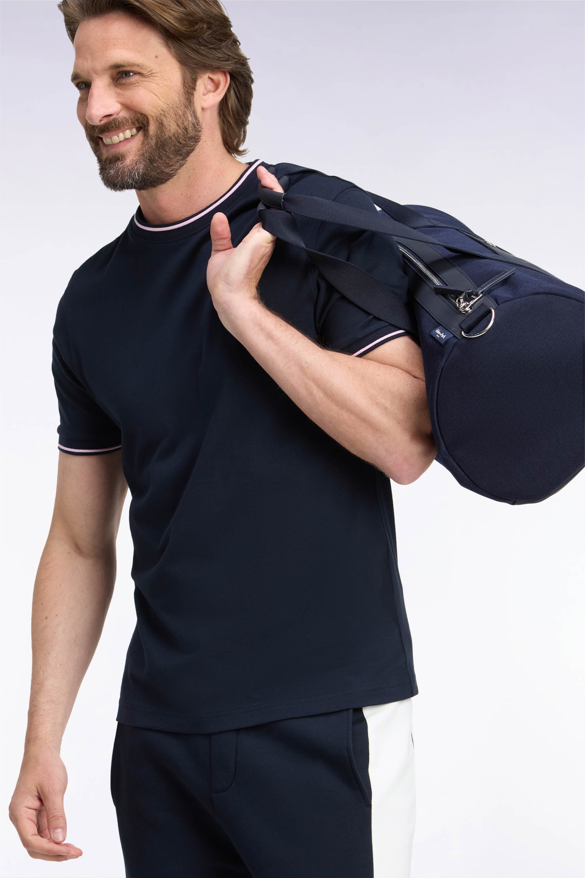 T-Shirt kurzärmelig aus Baumwolle Marineblau gerade Passform