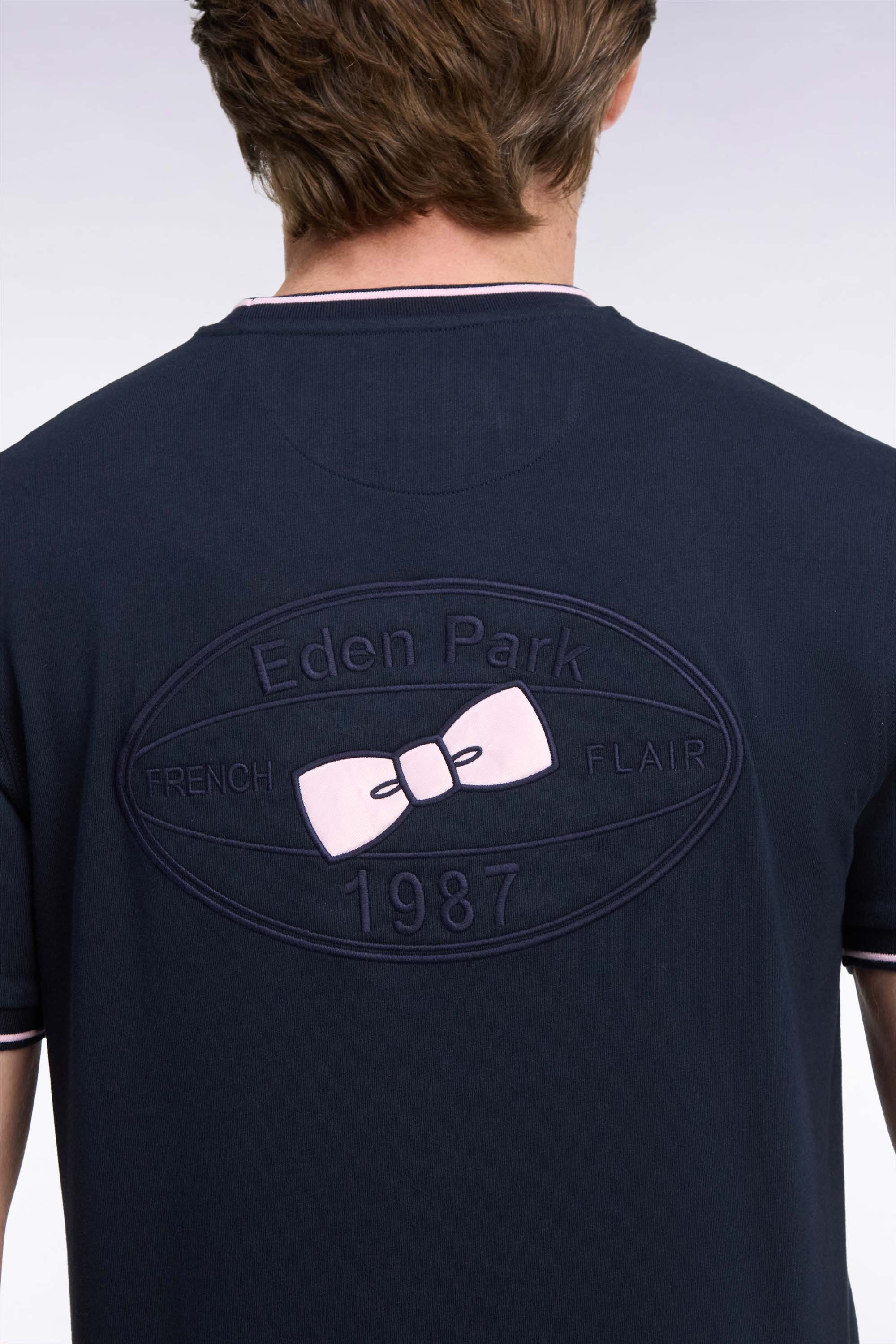 T-Shirt kurzärmelig aus Baumwolle Marineblau gerade Passform