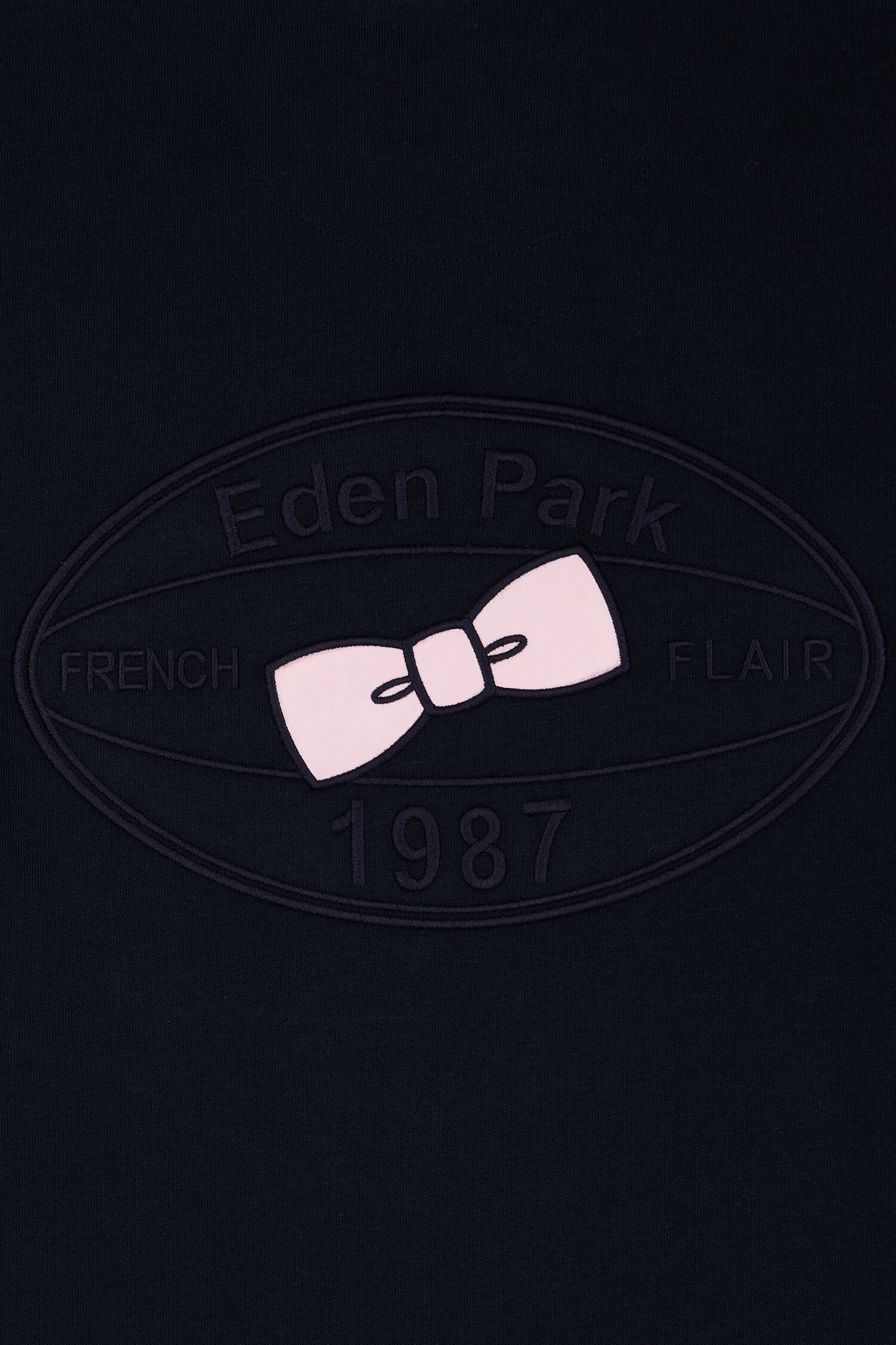 T-shirt manches courtes marine à manches marron coupe droite