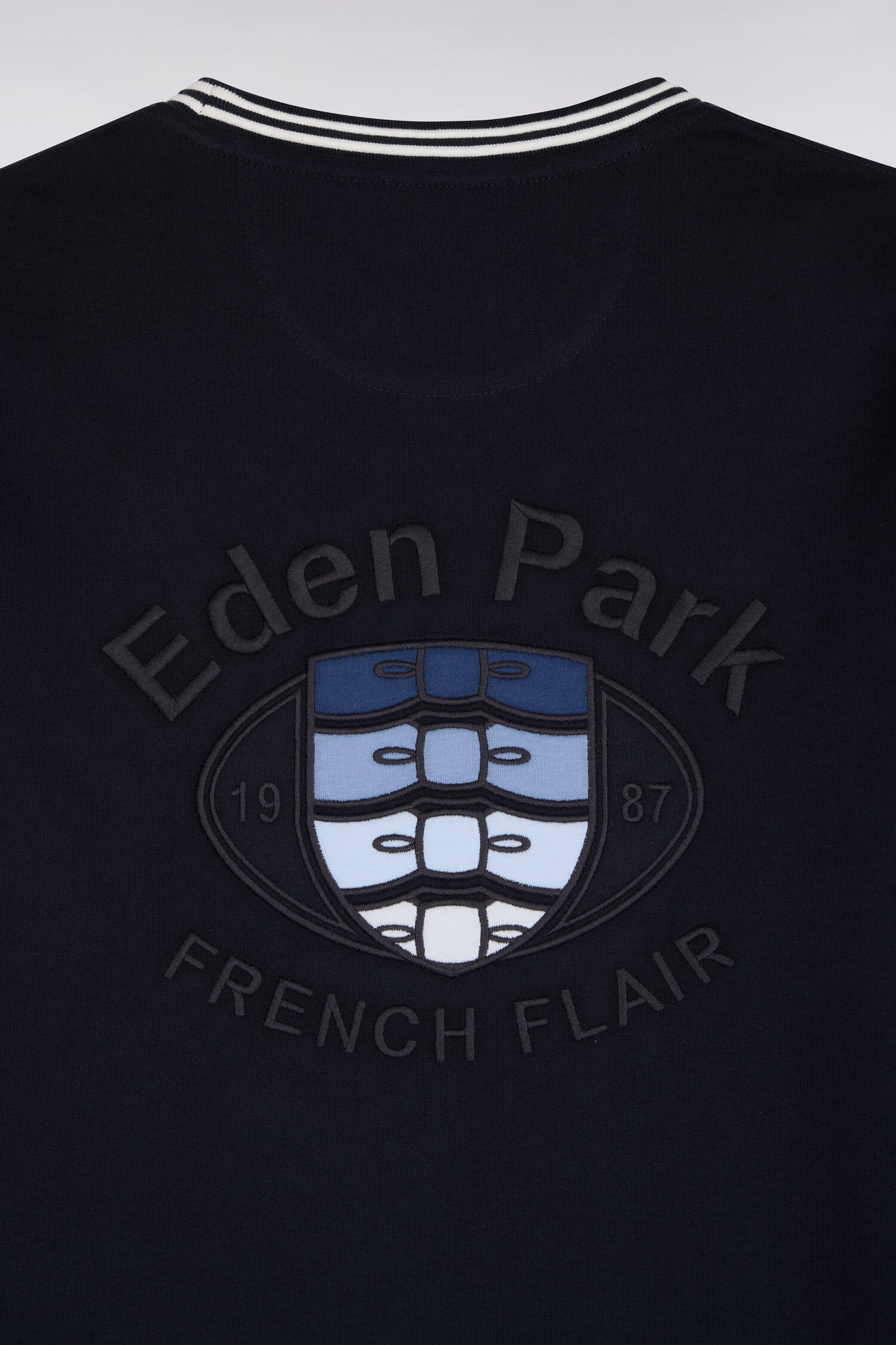T-shirt à manches courtes bicolore bleu coupe droite