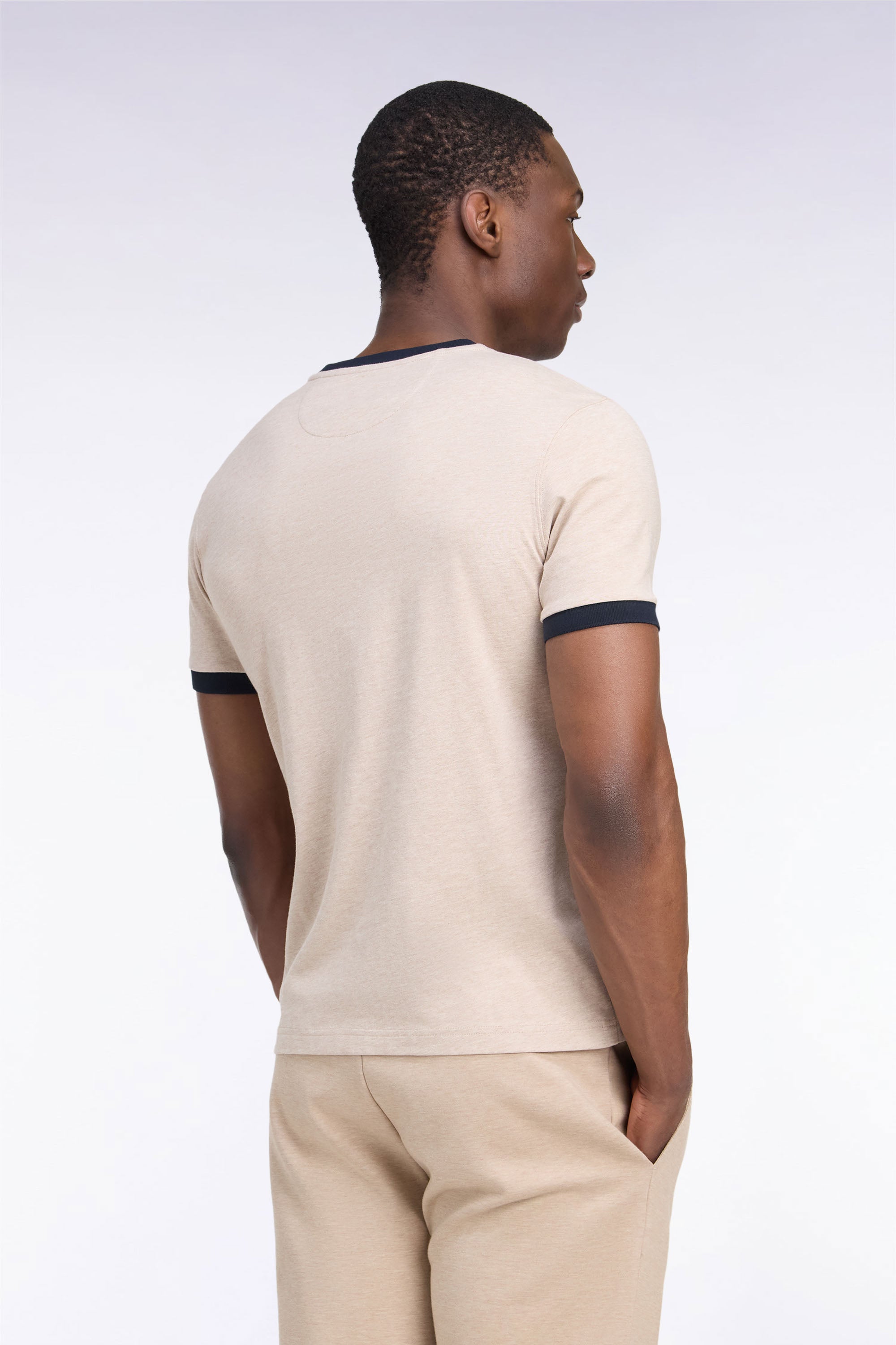 Tシャツ 半袖 コットン製 ベージュ bords-côtes ネイビー ストレートフィット