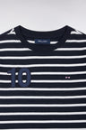 T-shirt manches courtes rayé en coton marine et blanc coupe droite