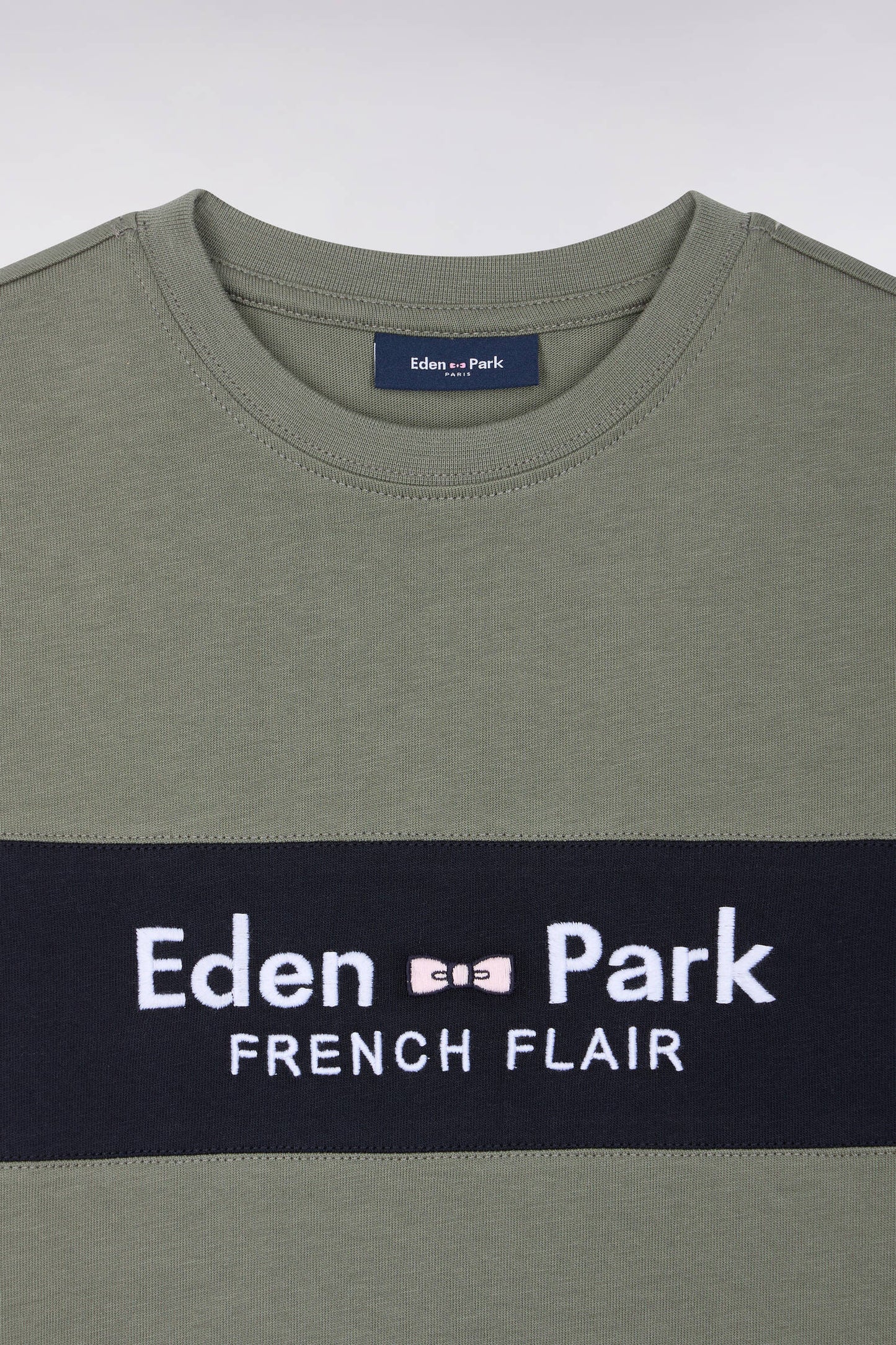 T-shirt manches courtes en coton kaki coupe droite