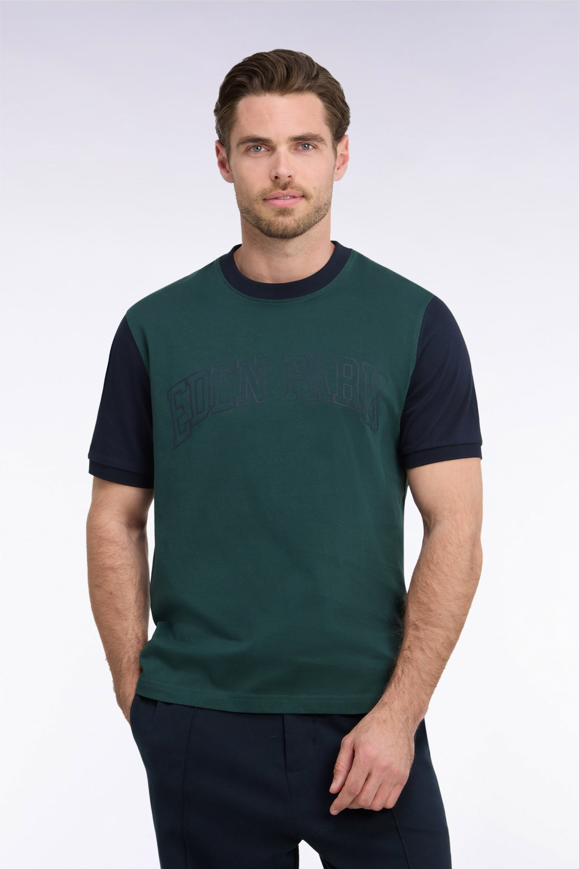 Tシャツ 半袖 コットン製 ネイビー ストレートフィット