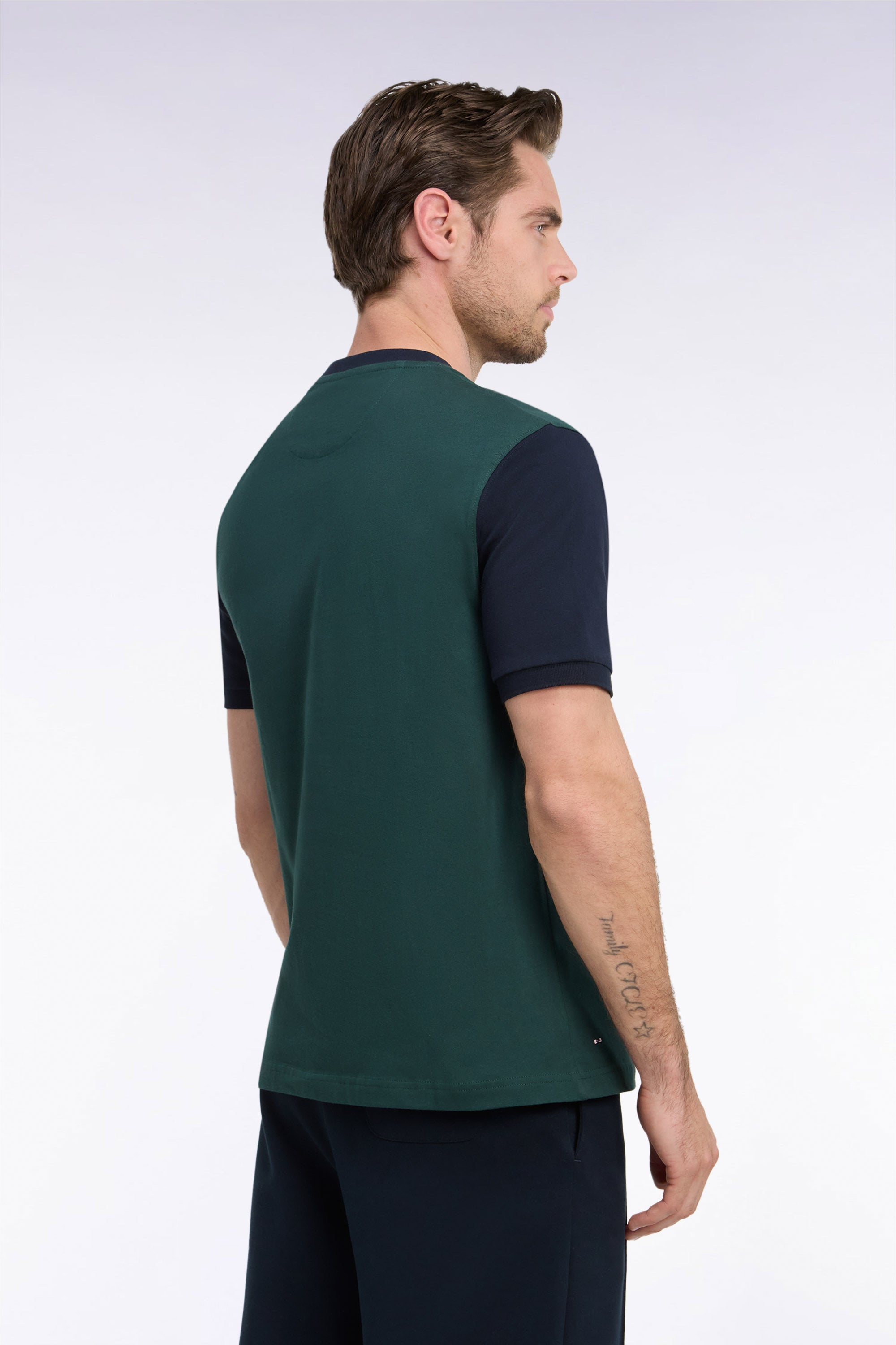 Tシャツ 半袖 コットン製 ネイビー ストレートフィット