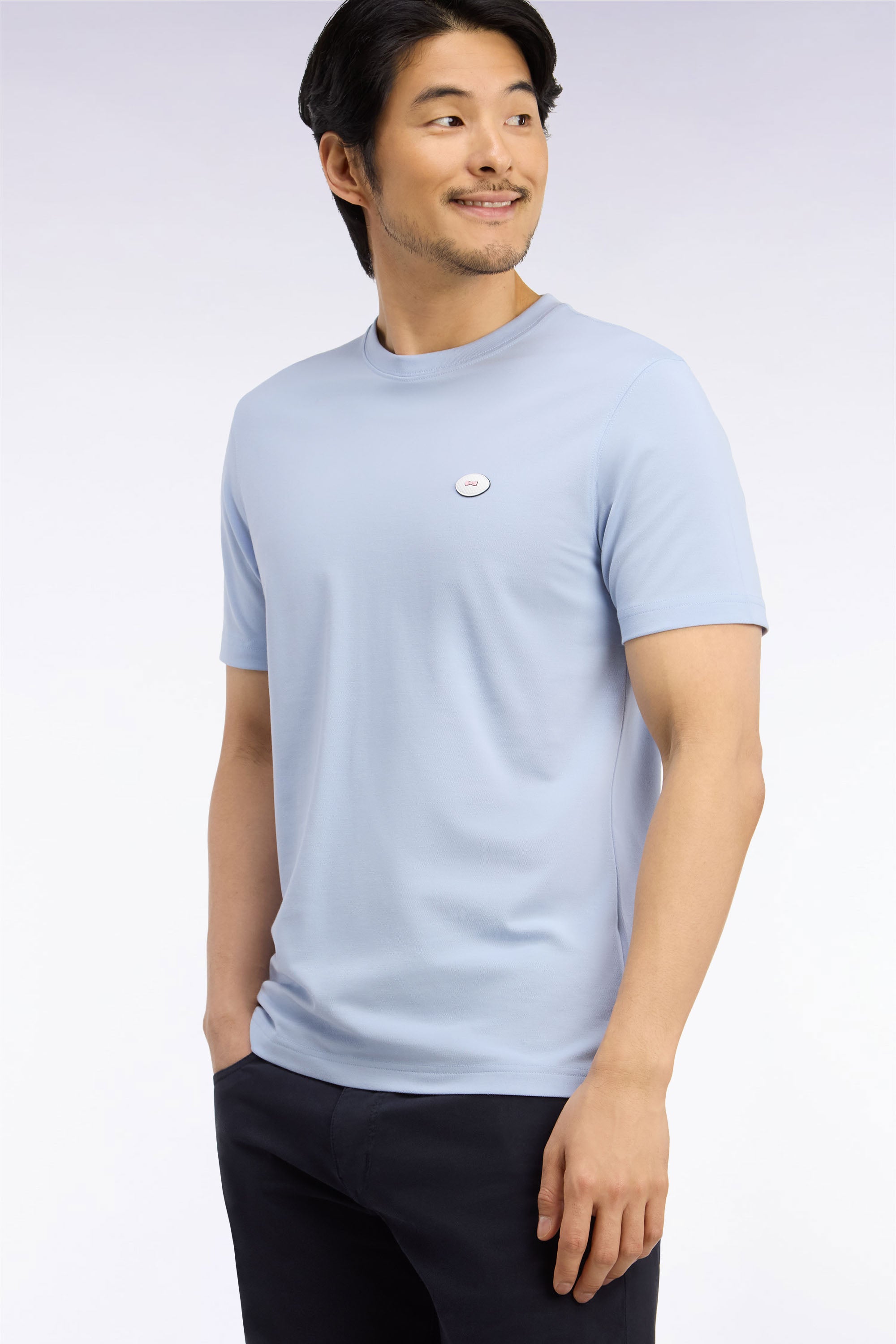 polo golf maniche corte azzurro cielo vestibilità dritta