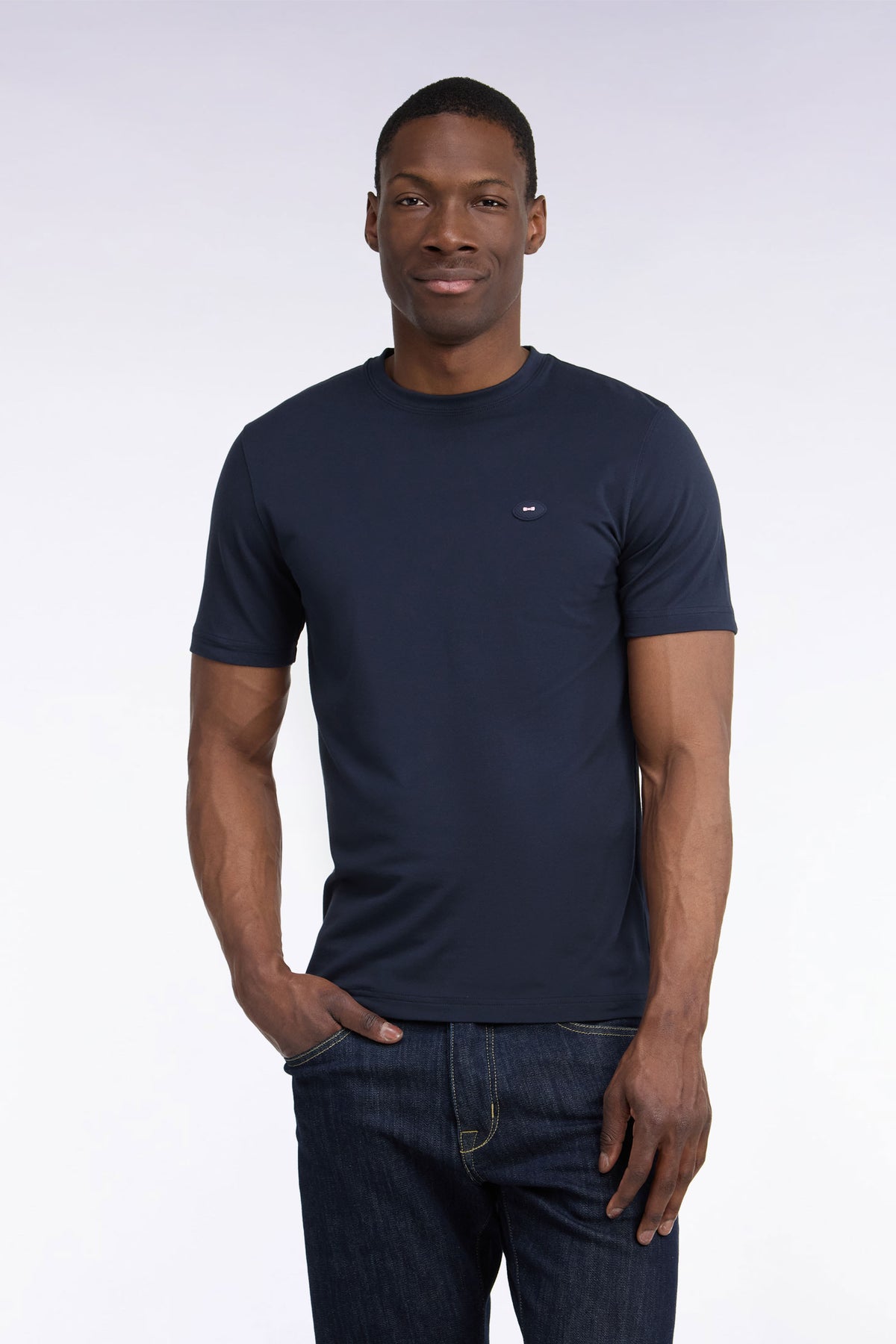 T-shirt manches courtes marine coupe droite