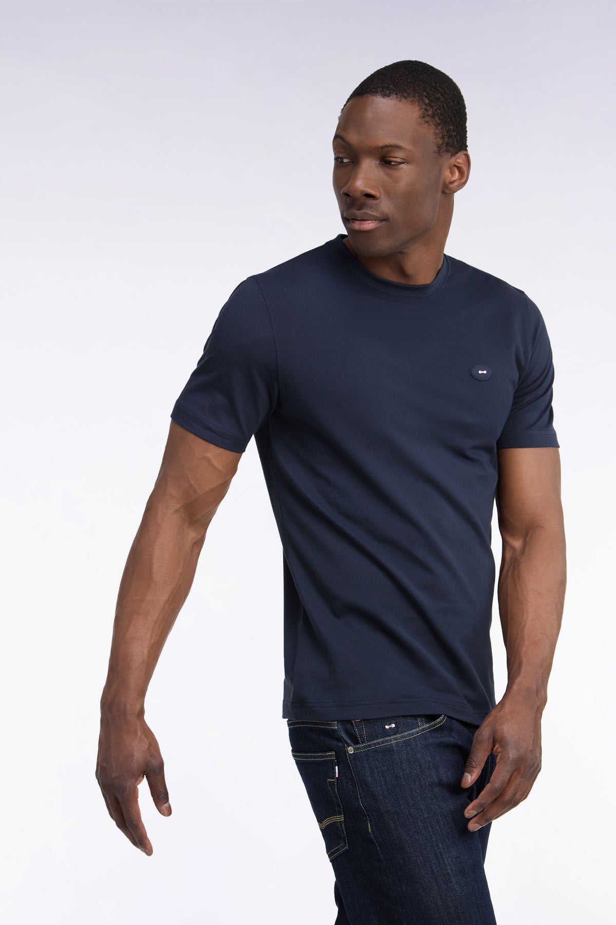 T-shirt manches courtes marine coupe droite