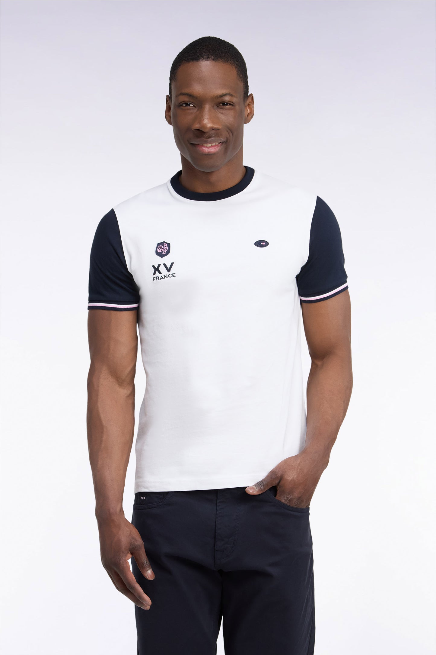 T-shirt manches courtes blanc XV de France coupe droite