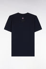 Short-sleeved t-shirt in navy cotton with XV de France screen print, straight cut