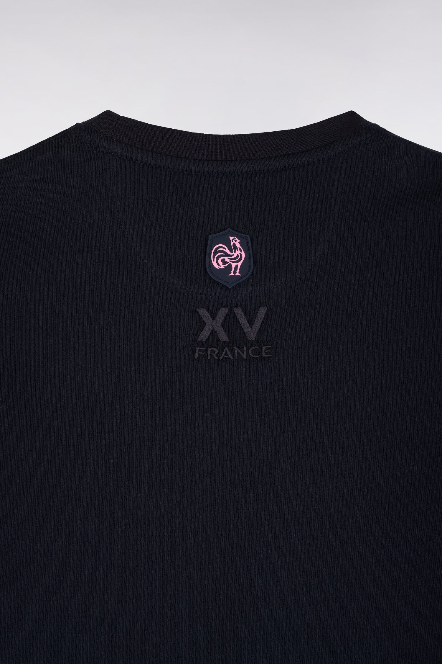 T-shirt manches courtes en coton marine sérigraphie XV de France coupe droite
