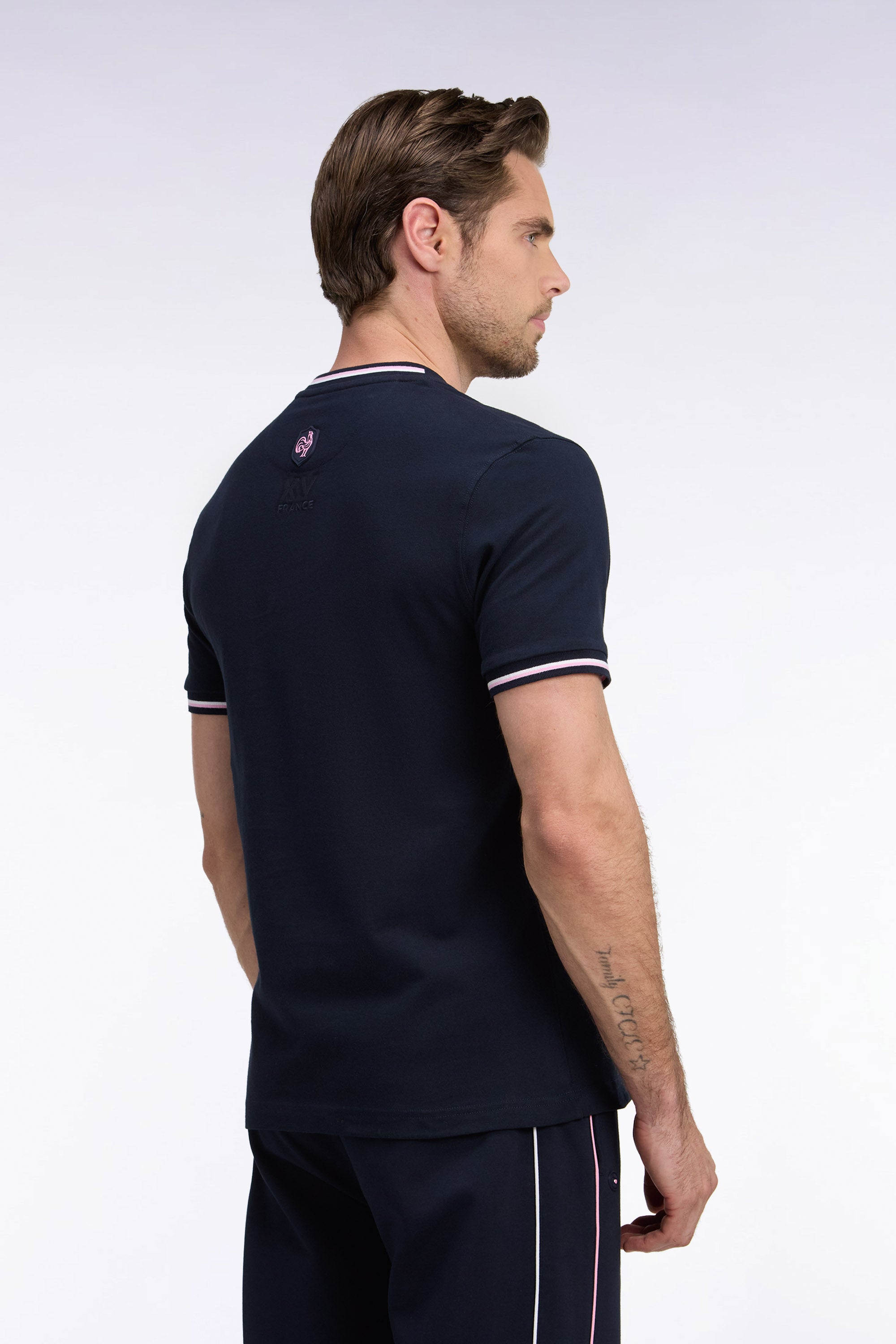 sweatshirt with rugby collar in cotton navy XV de France straight fit