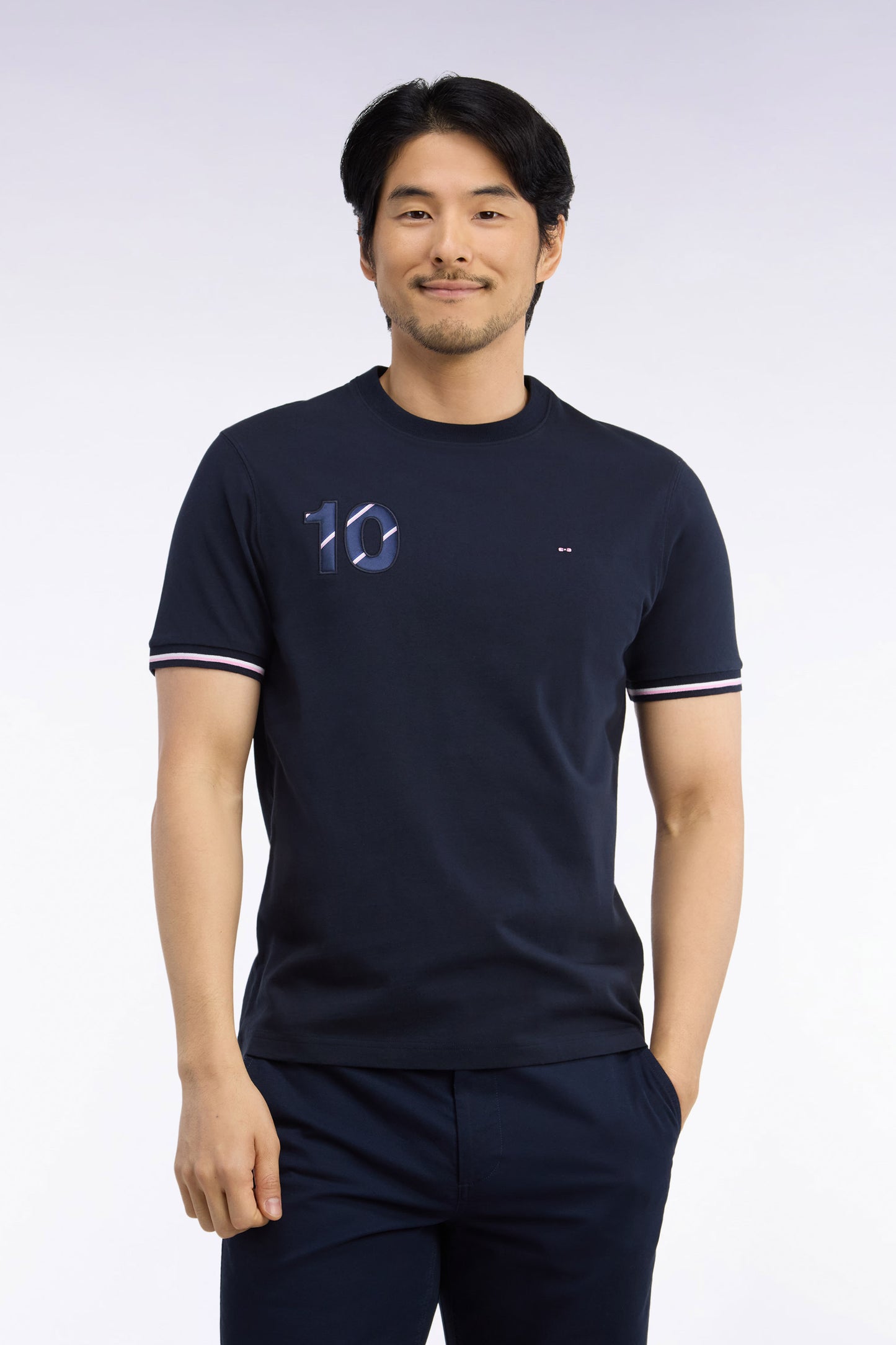 T-shirt en coton marine brodrie numéro 10