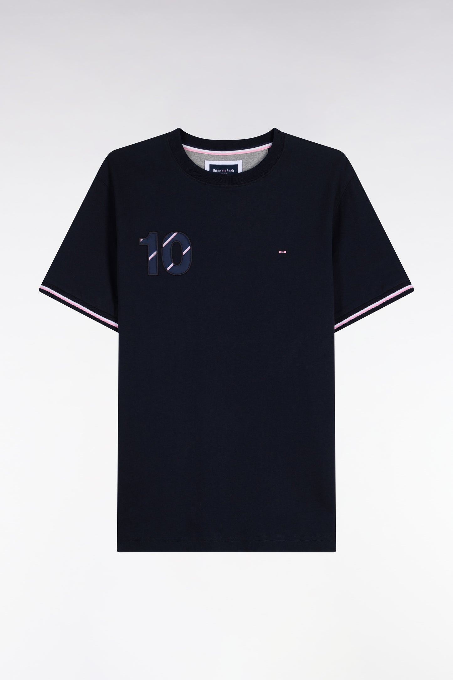 T-shirt en coton marine brodrie numéro 10