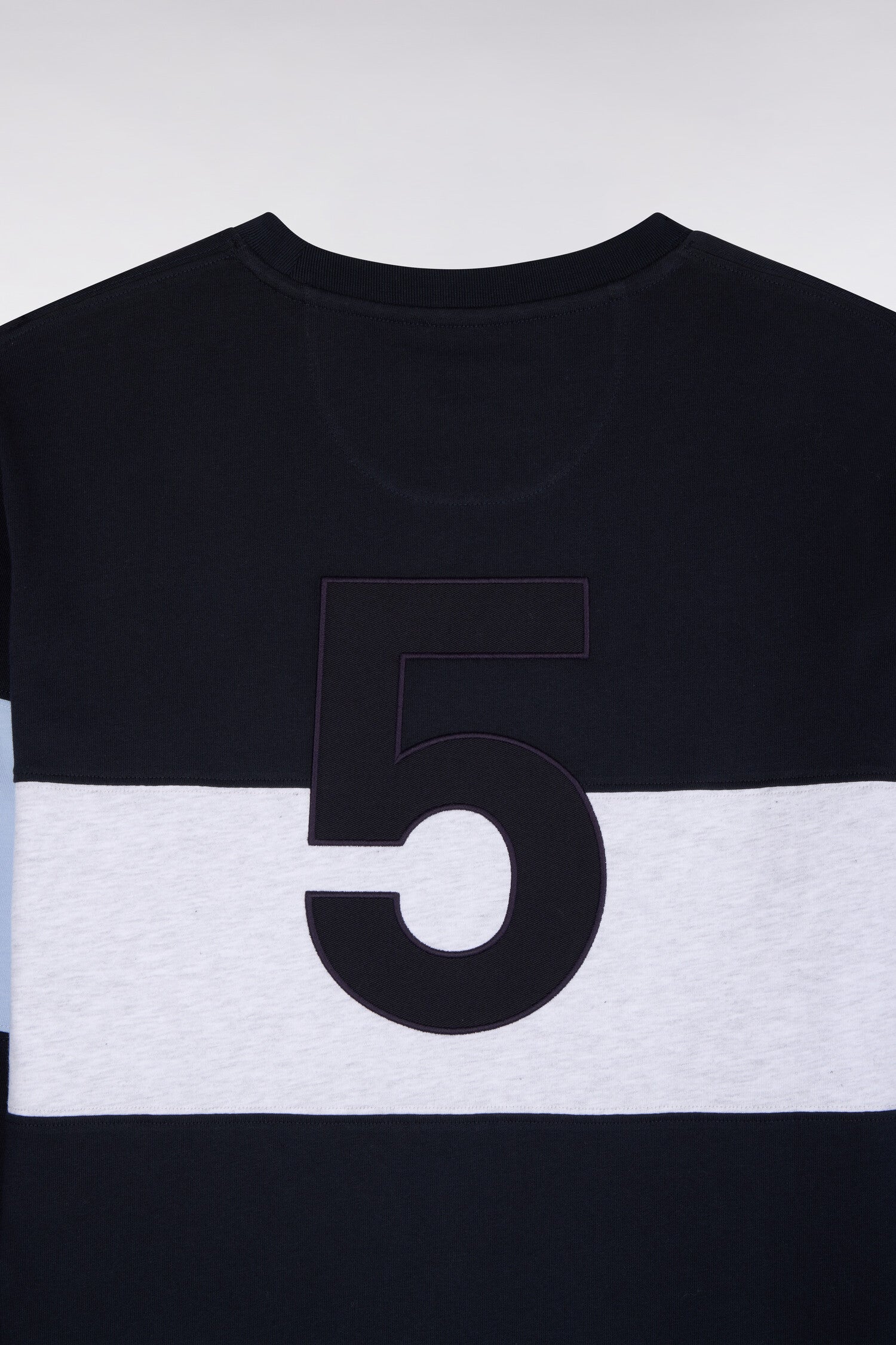 T-shirt manches longues en coton marine à découpes coupe droite