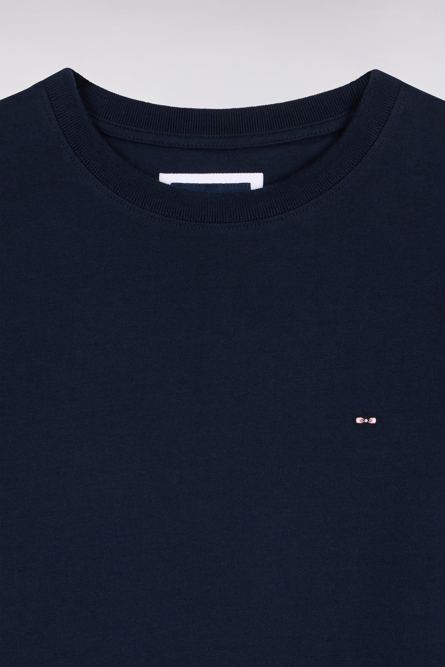 T-shirt manches longues en coton peigné marine coupe droite