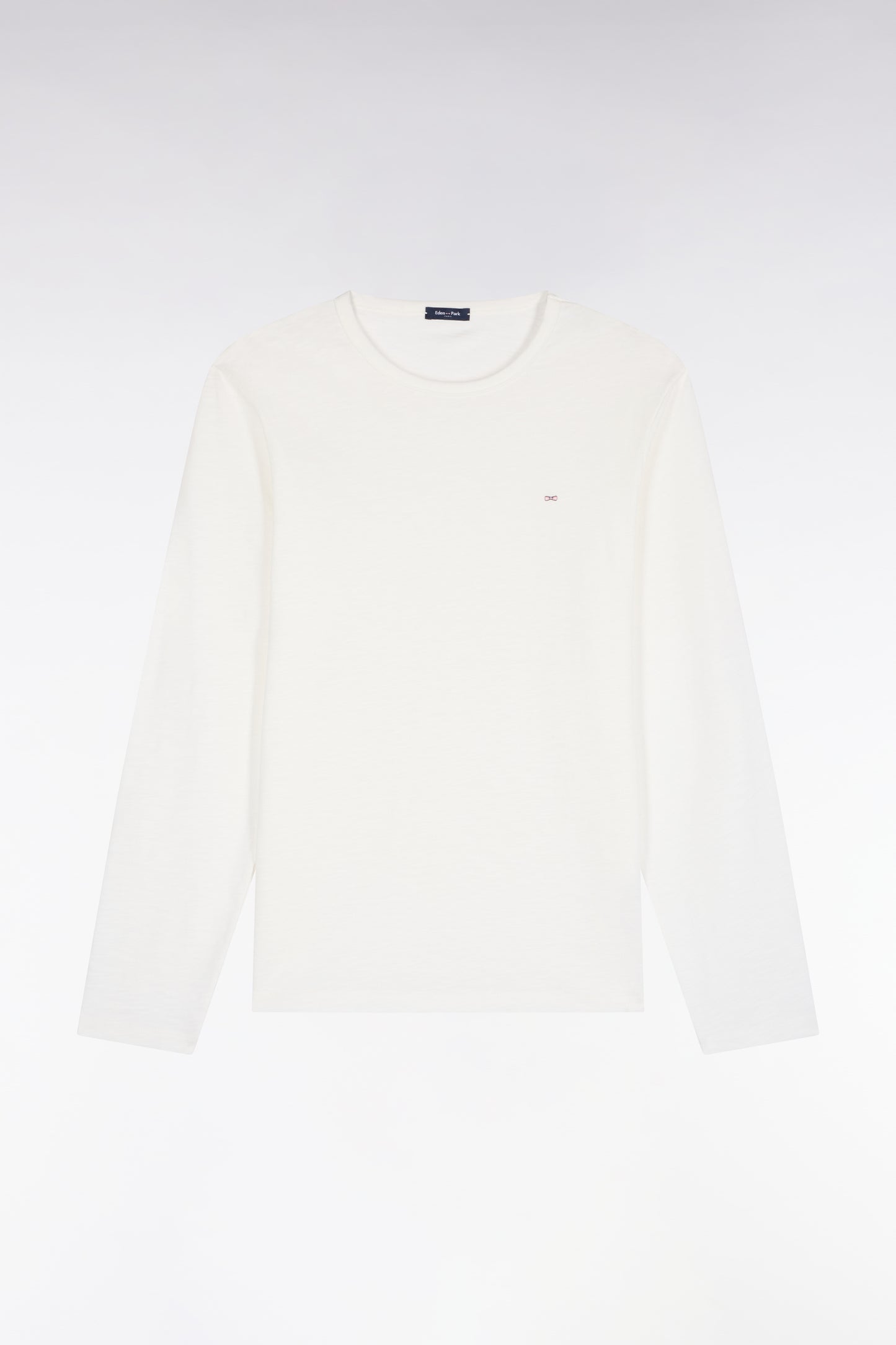 T-shirt manches longues en coton écru coupe ajustée