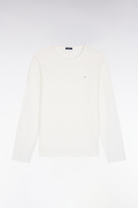 T-shirt manches longues en coton écru coupe ajustée - Image 2