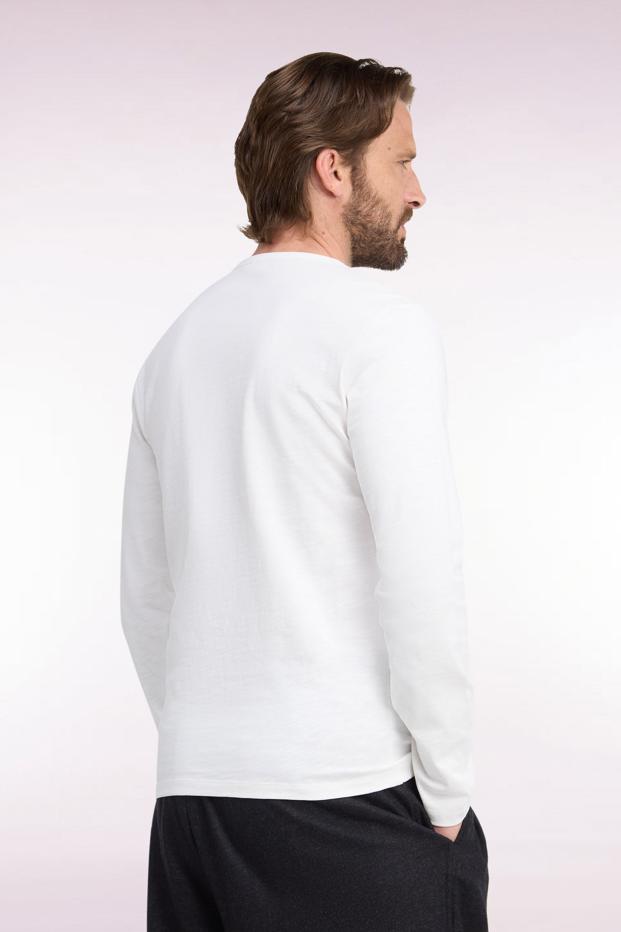 T-Shirt lange Ärmel aus Baumwolle Ecru schmale Passform